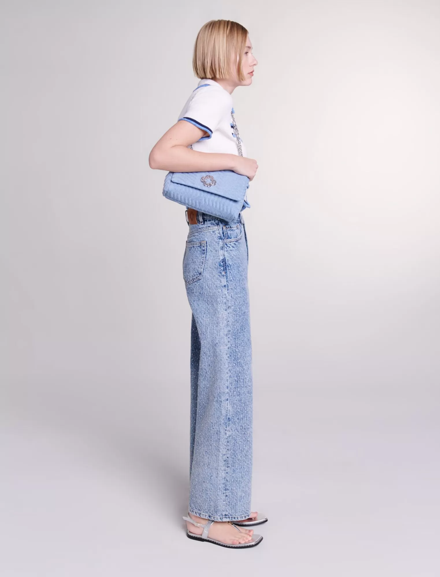 Women Maje Rhinestone Faded Jeans