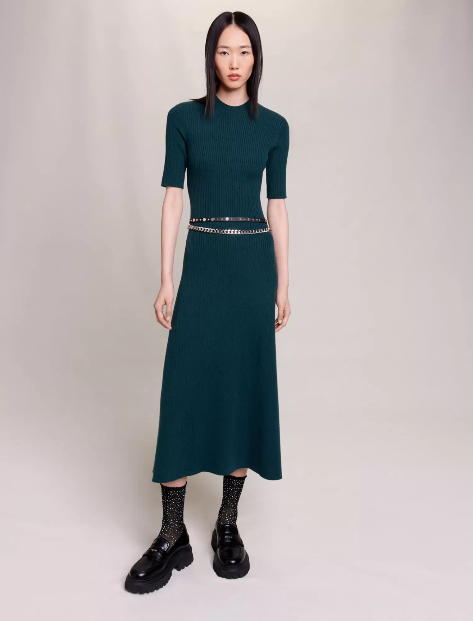 Women Maje Rib Knit Maxi Dress