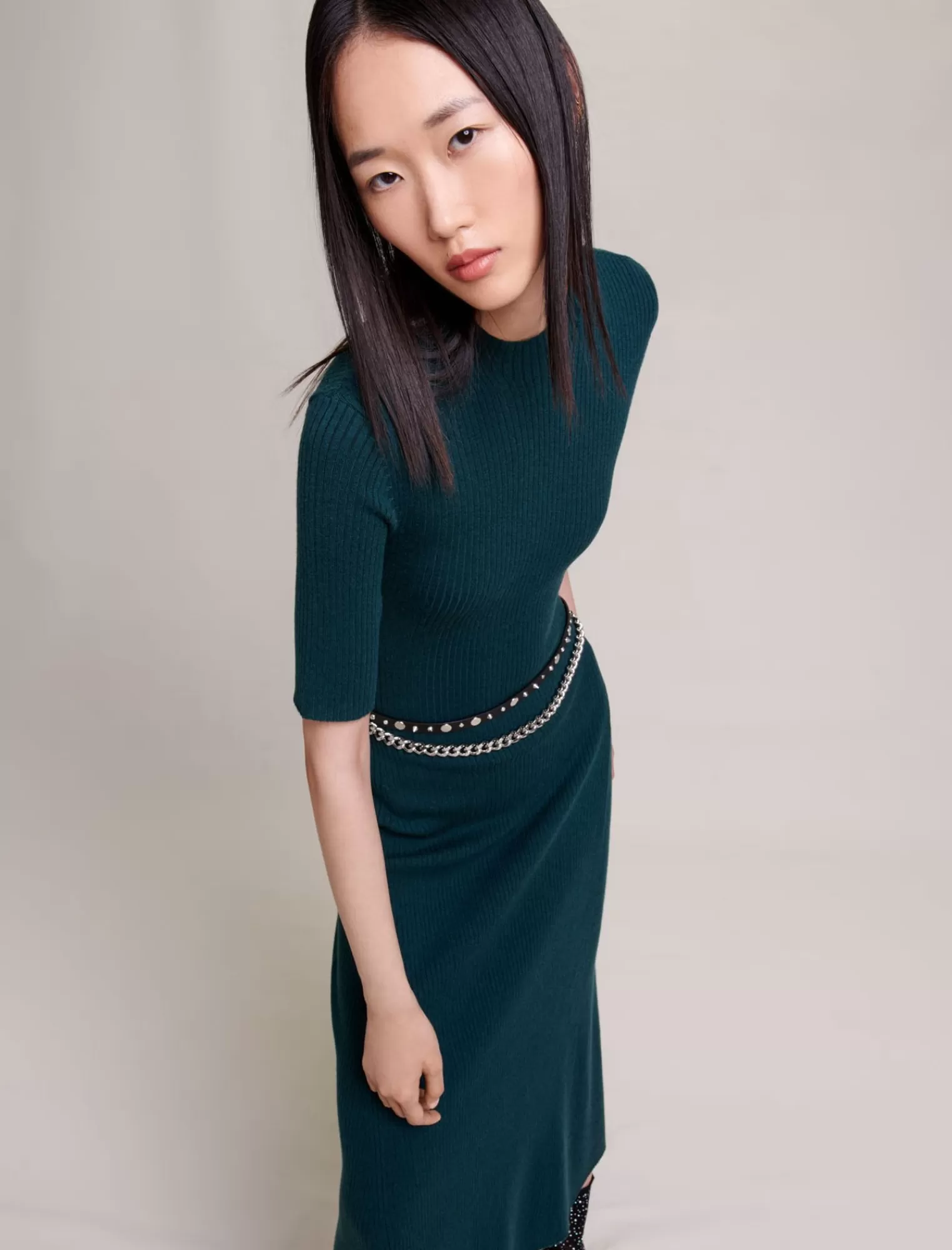 Women Maje Rib Knit Maxi Dress