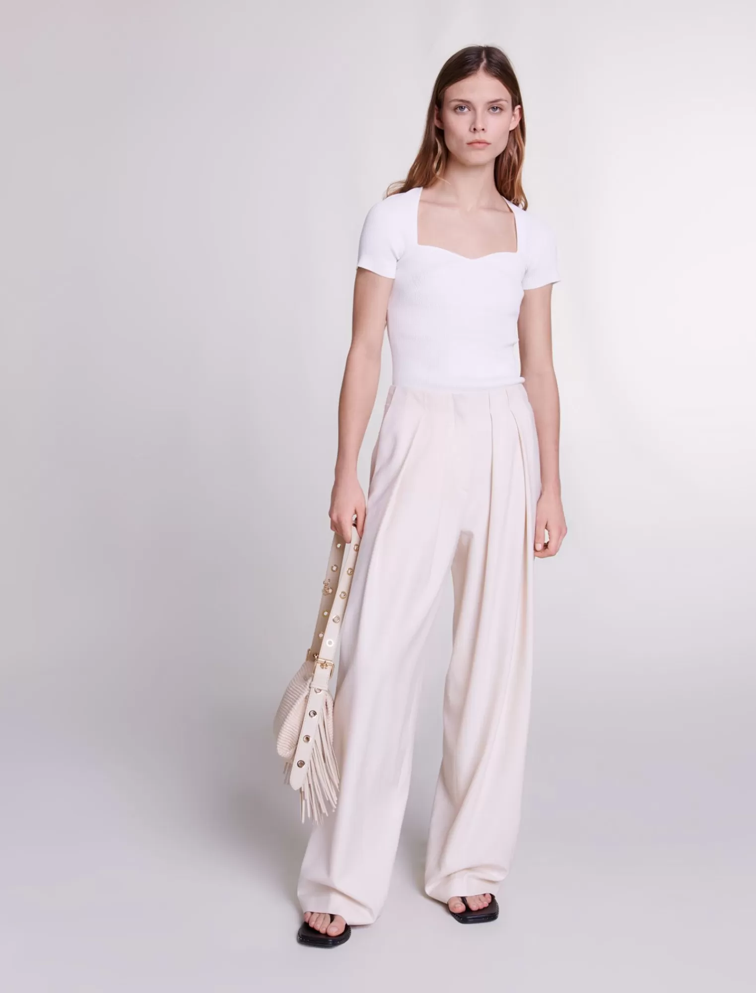 Women Maje Rib Knit Top