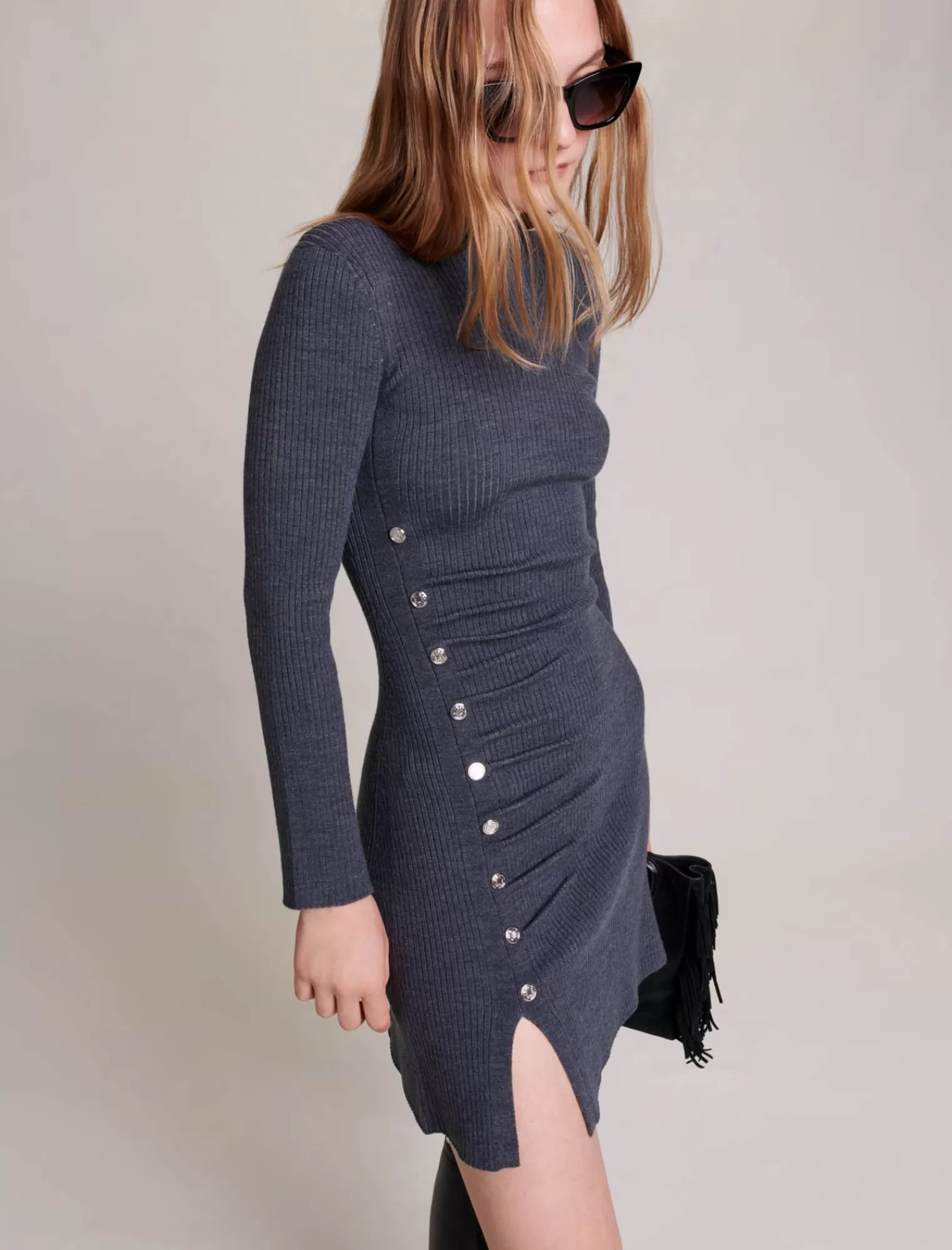 Women Maje Rib Short Knit Dress