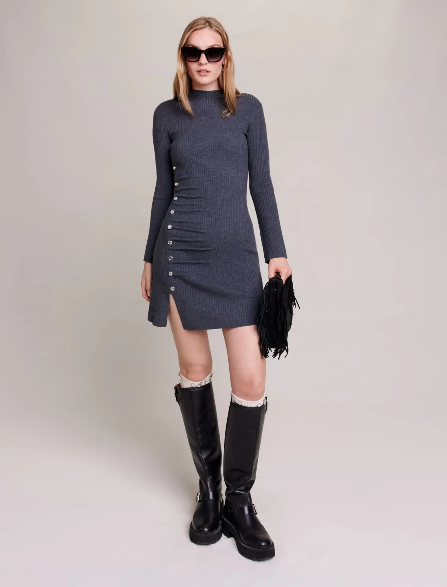 Women Maje Rib Short Knit Dress