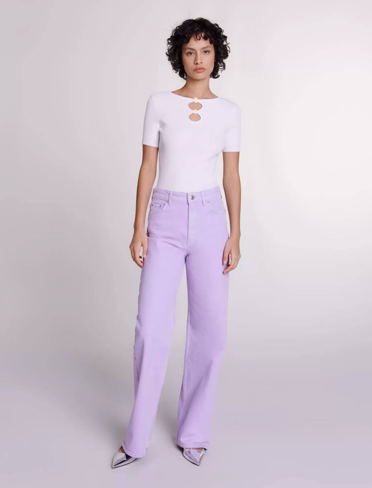 Women Maje Ribbed Short Sleeve Top