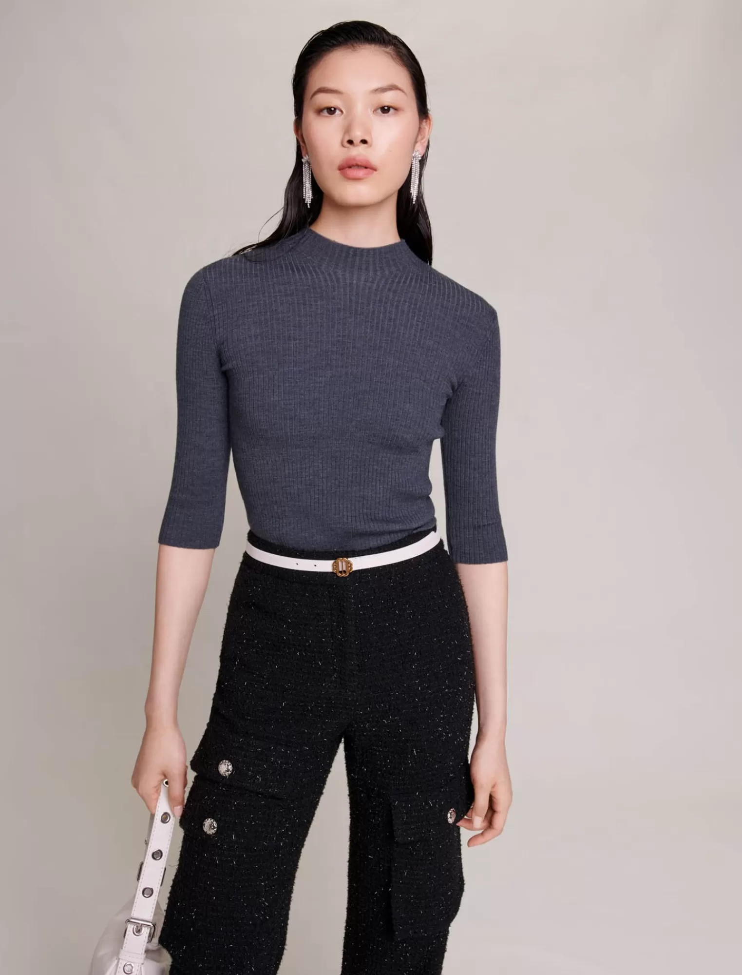 Women Maje Ribbed Sweater