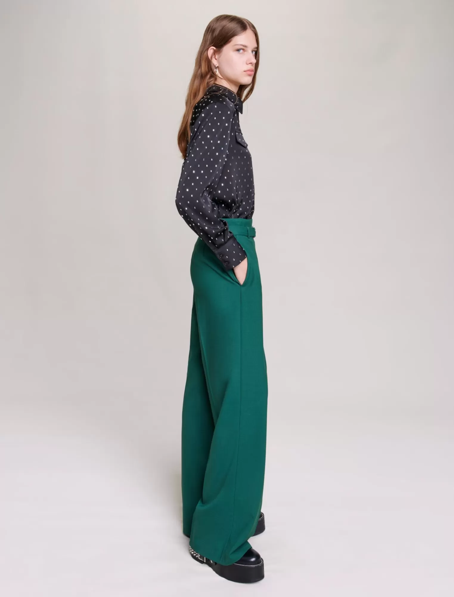 Women Maje Satin Effect Shirt With Rhinestones