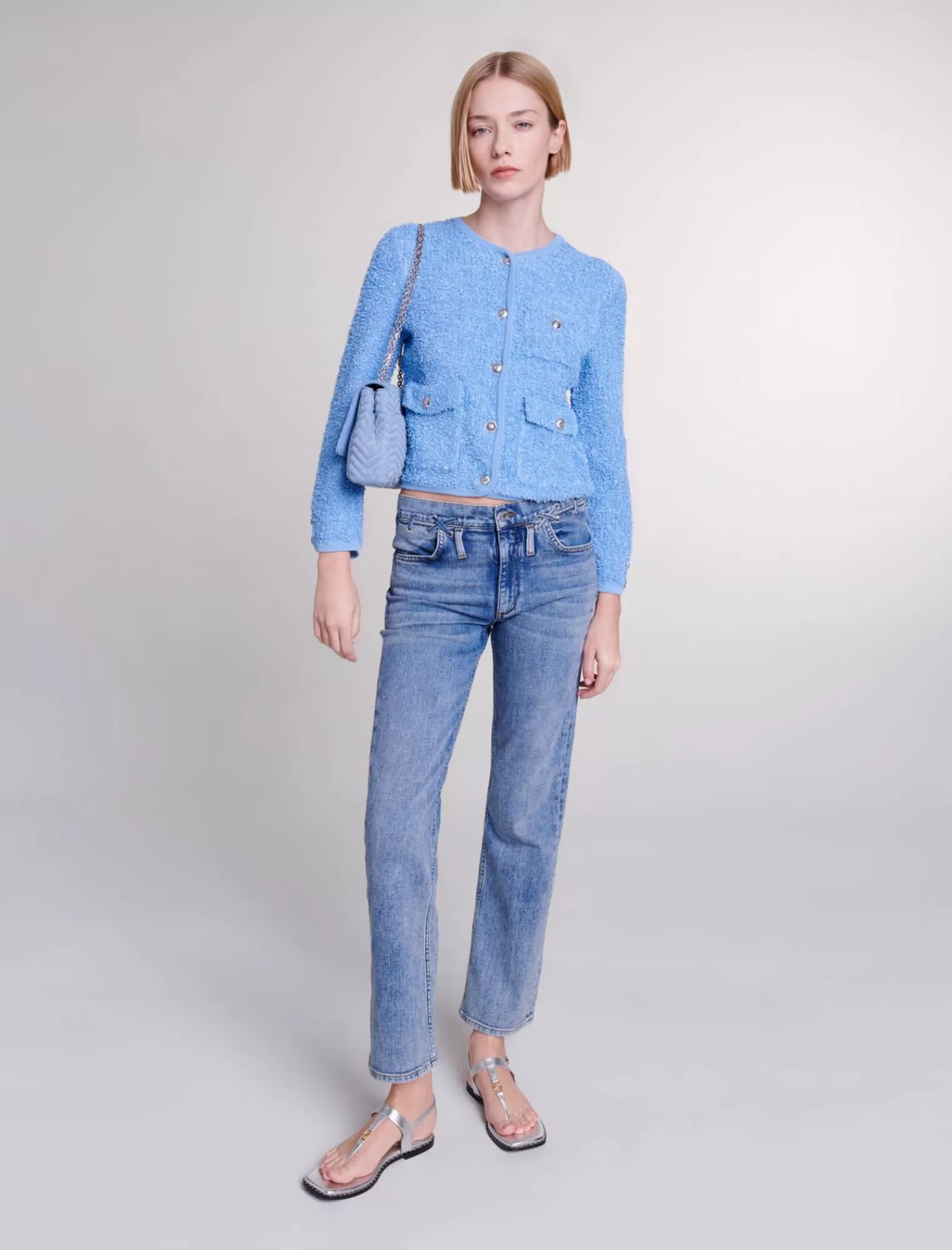 Women Maje Sequin Knit Cardigan