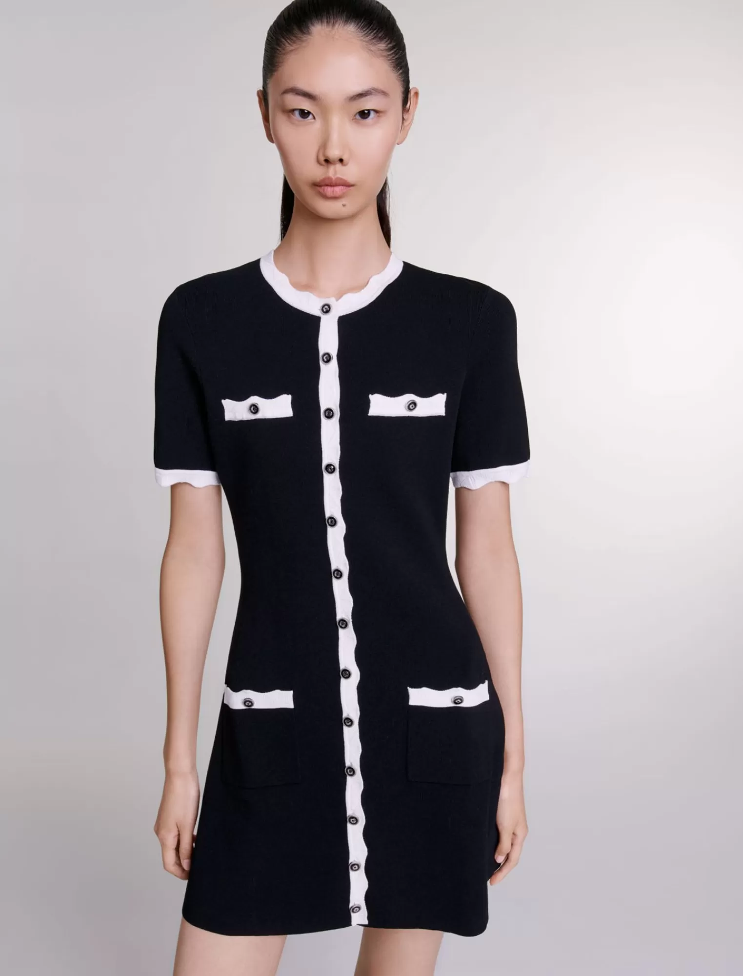 Women Maje Short Blocked Knit Dress