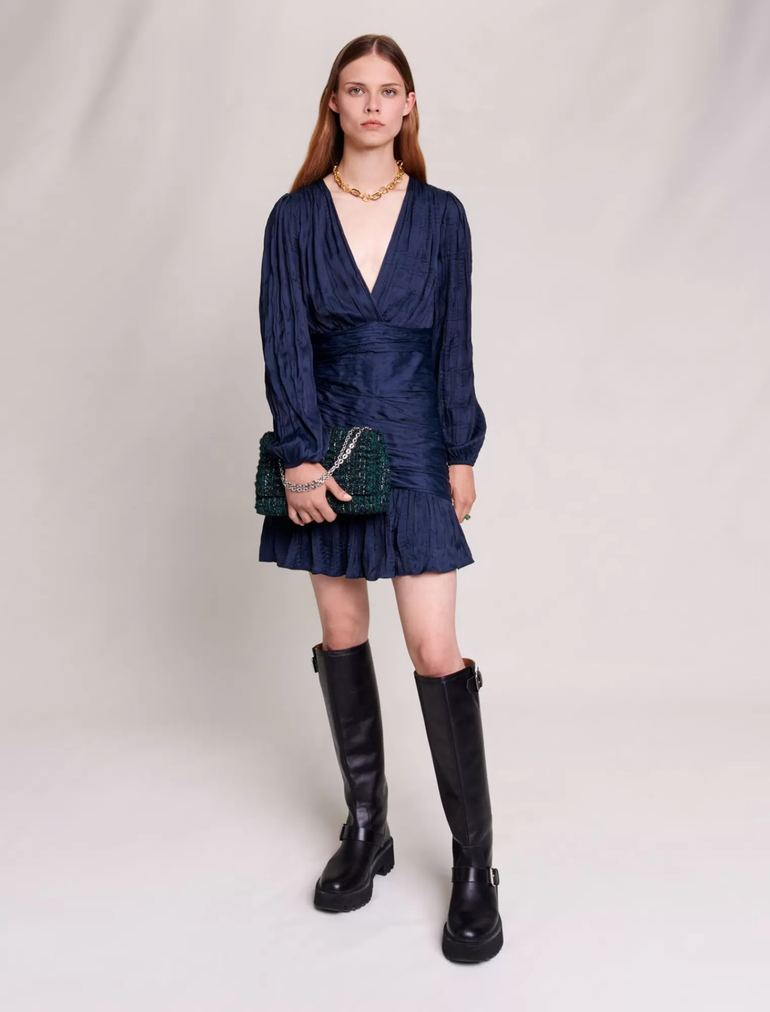 Women Maje Short Draped And Pleated Dress