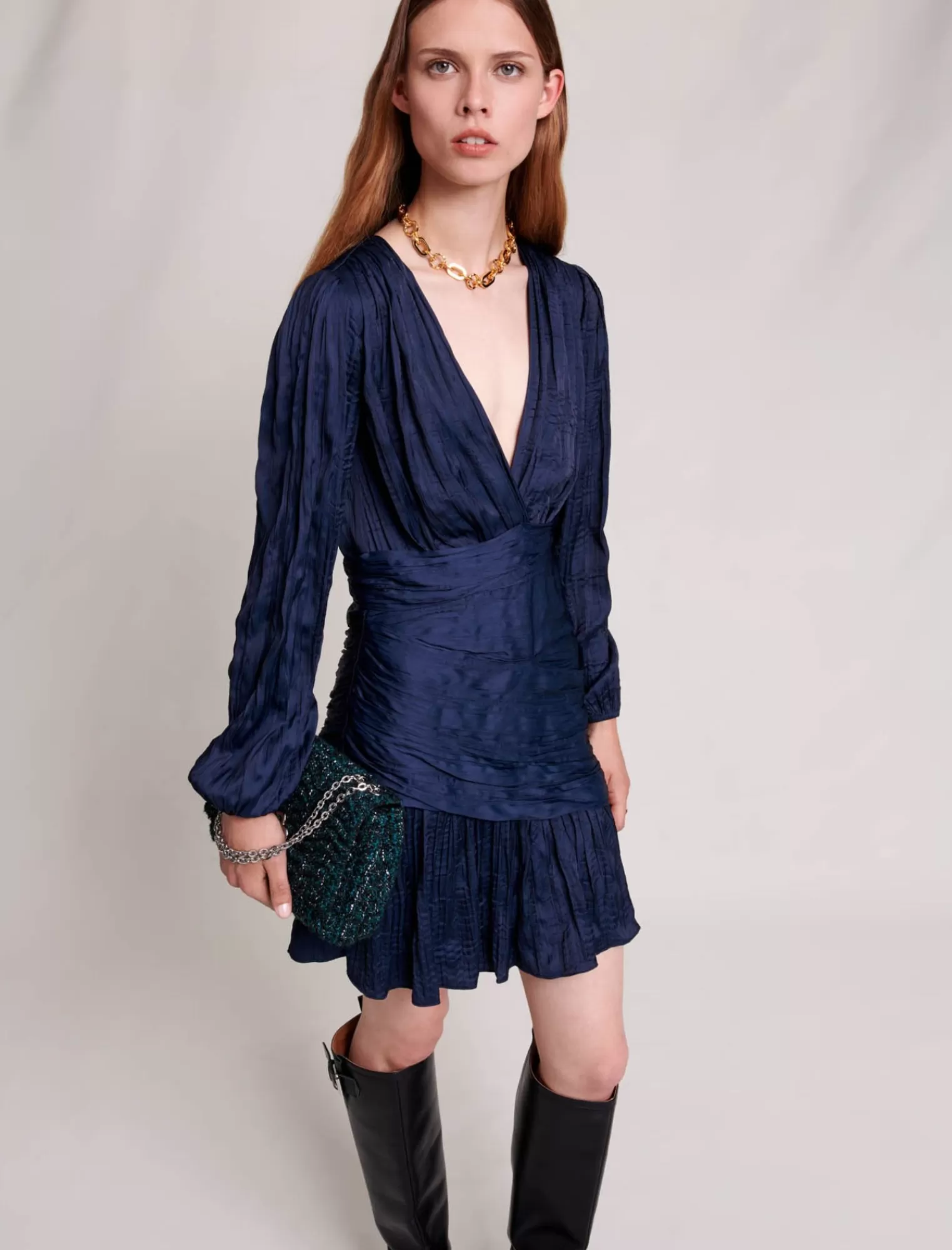 Women Maje Short Draped And Pleated Dress
