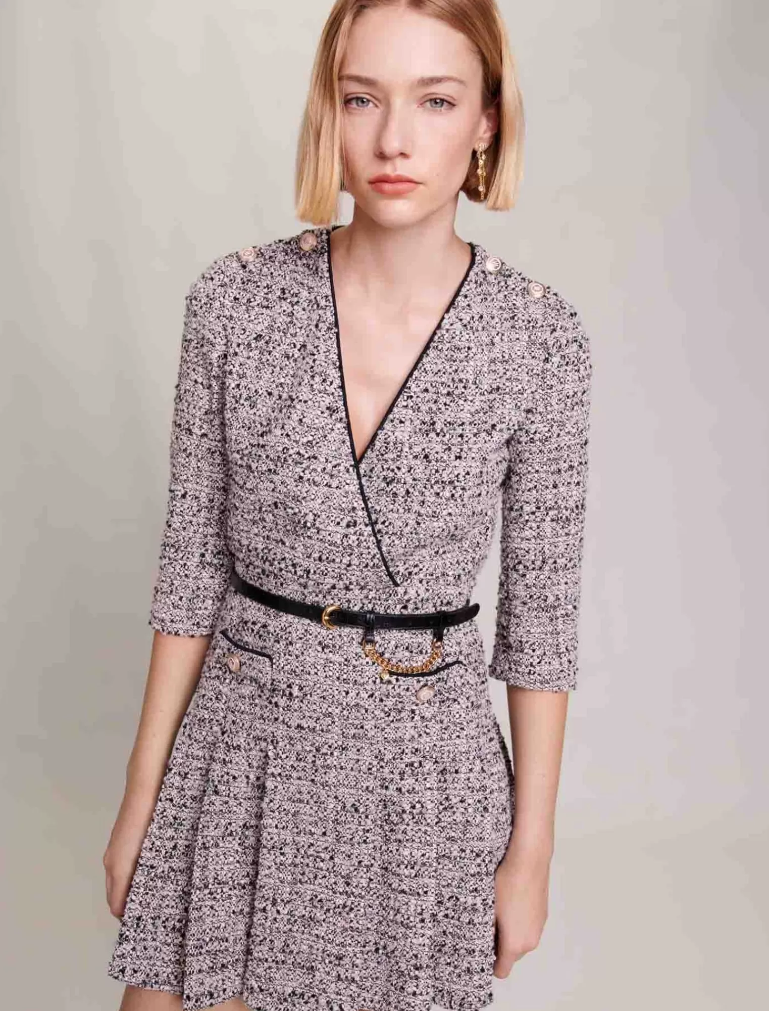 Women Maje Short Dress In Metallic Tweed