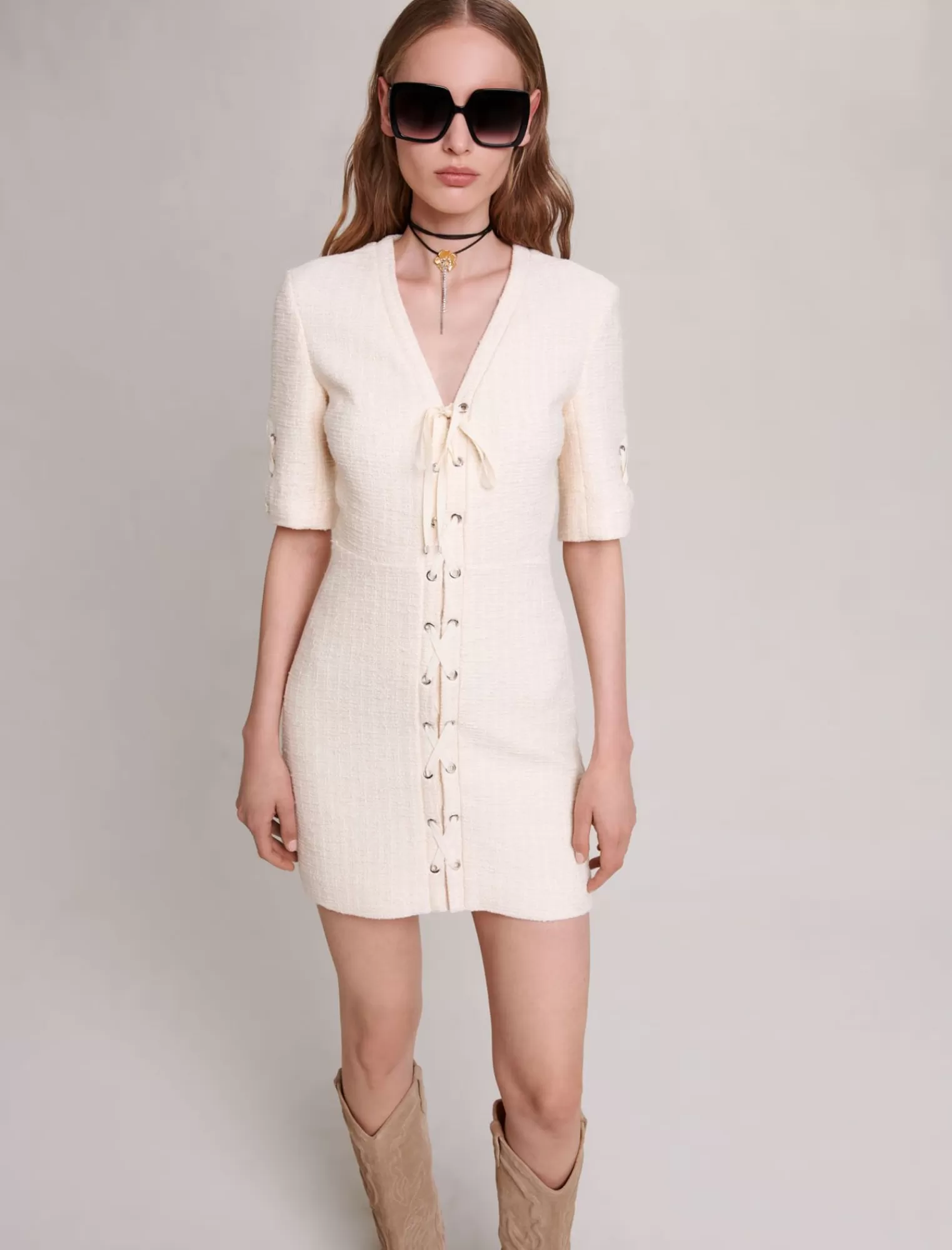 Women Maje Short Dress In Tweed