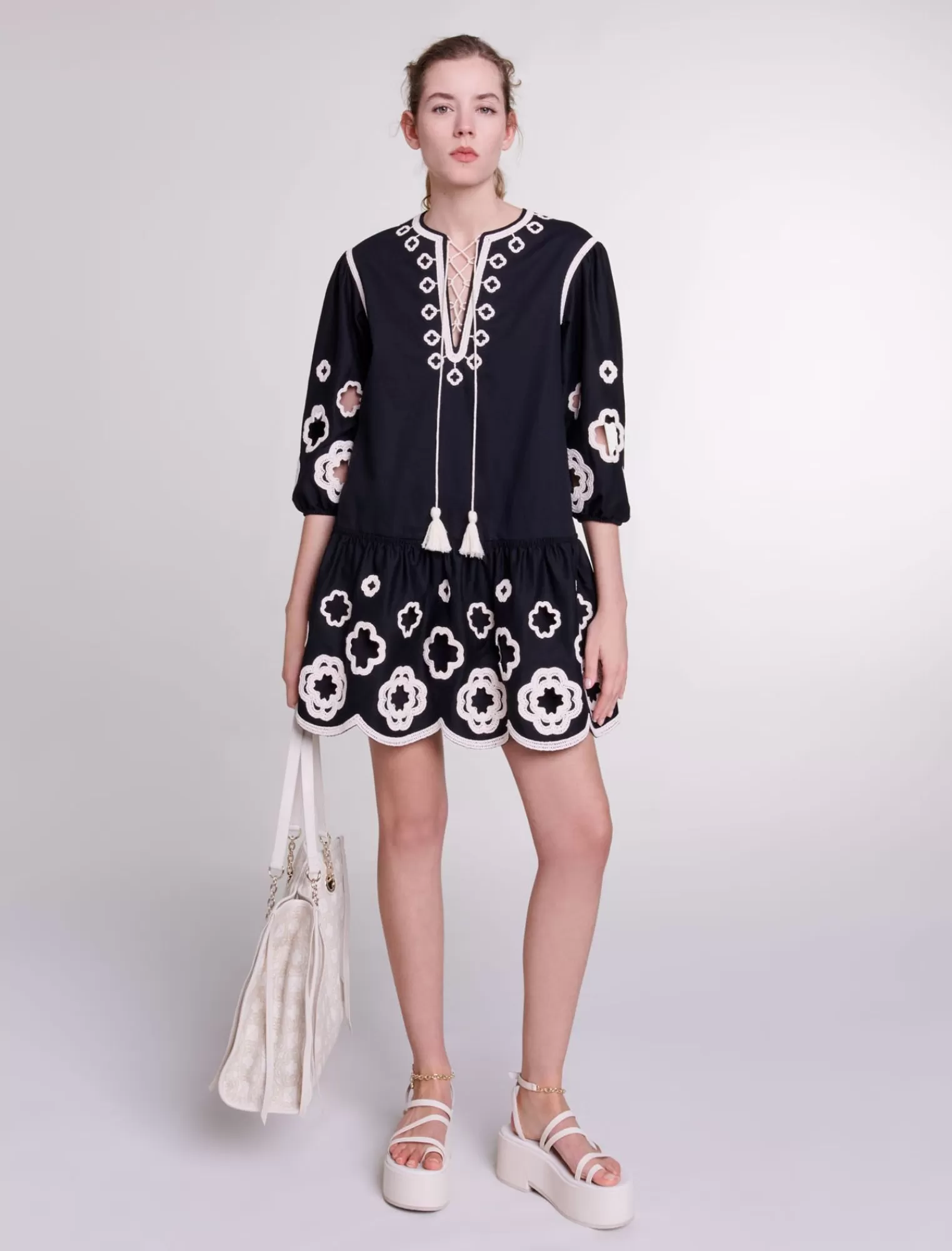 Women Maje Short Embroidered Tunic Dress