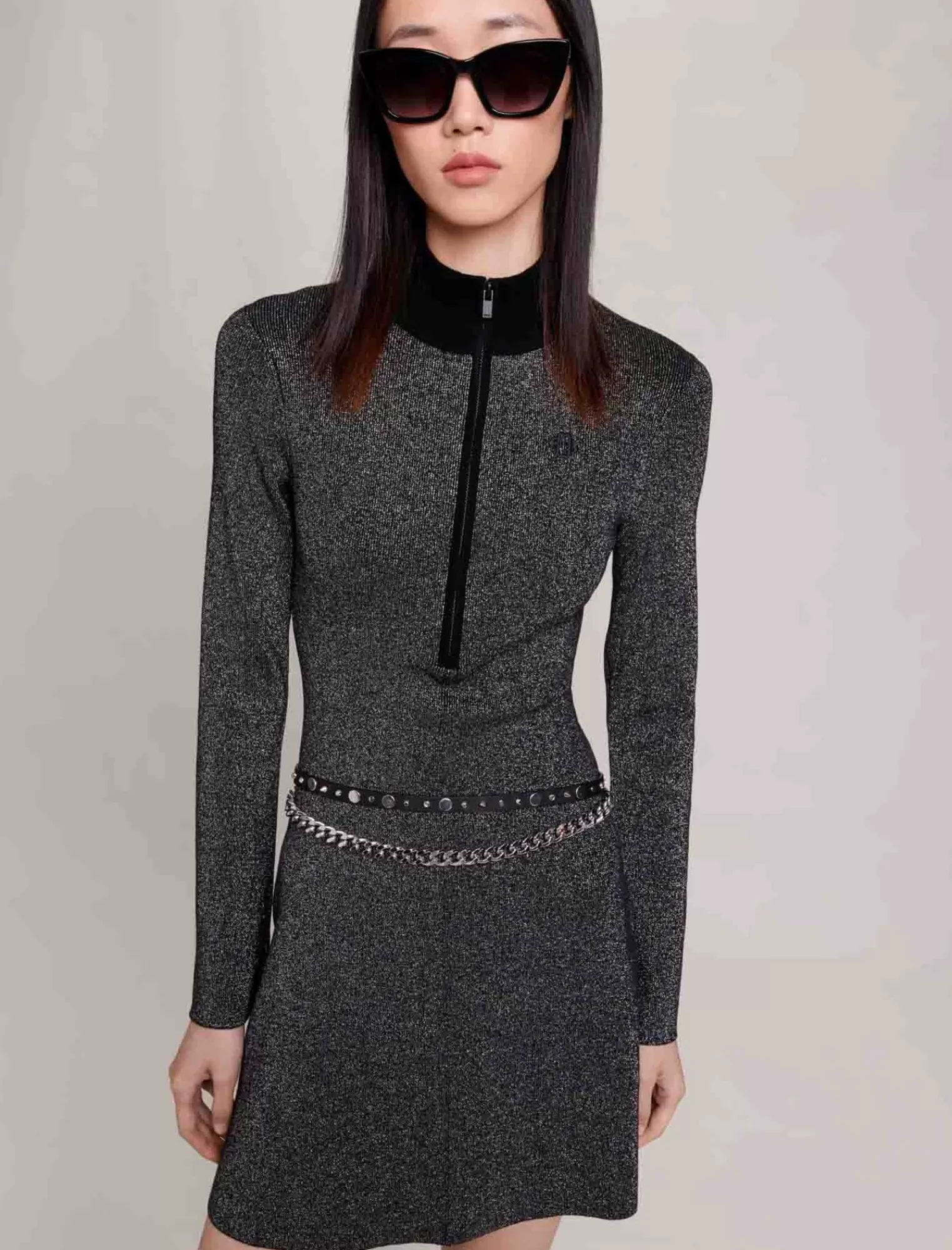 Women Maje Short Glittery Knit Dress