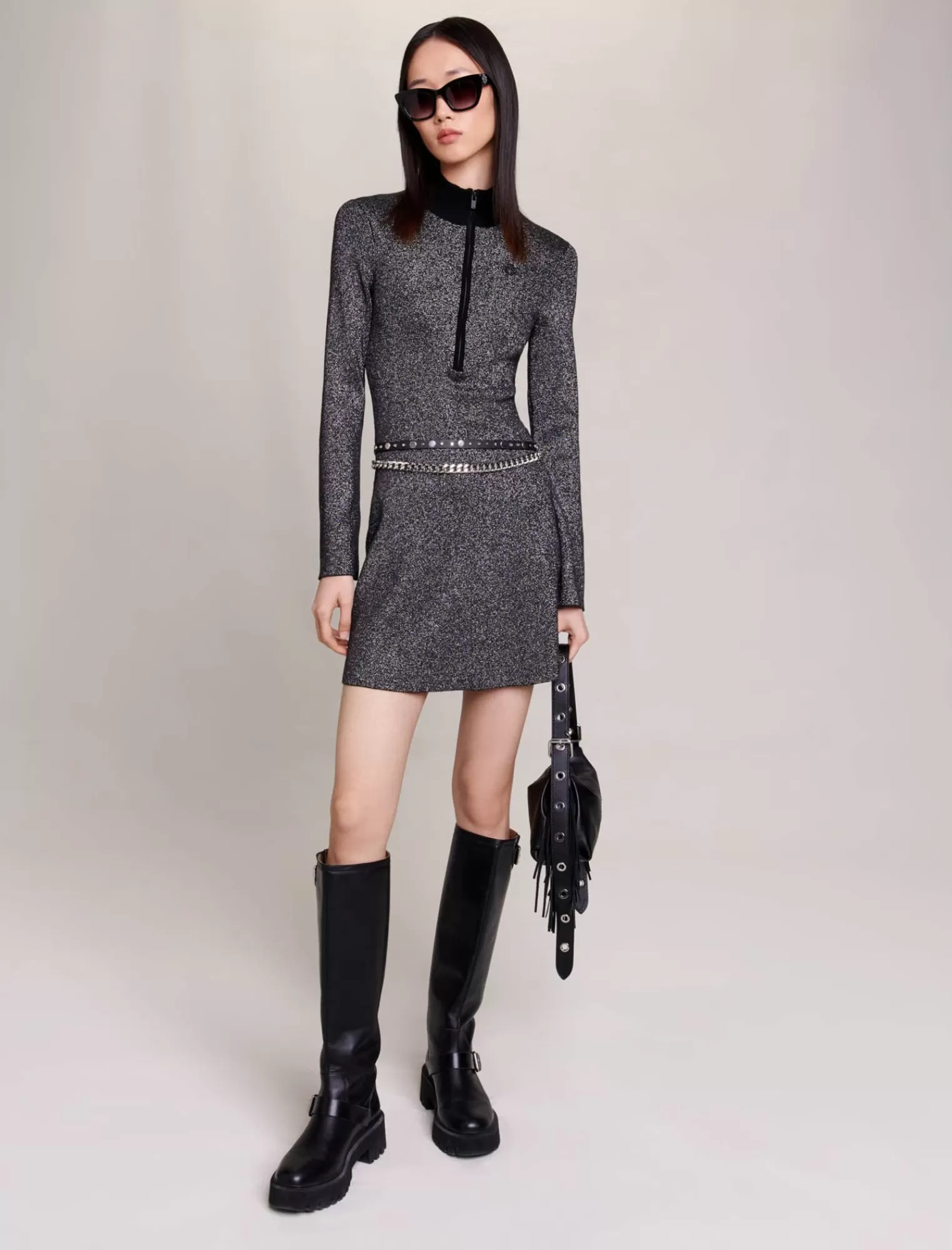 Women Maje Short Glittery Knit Dress