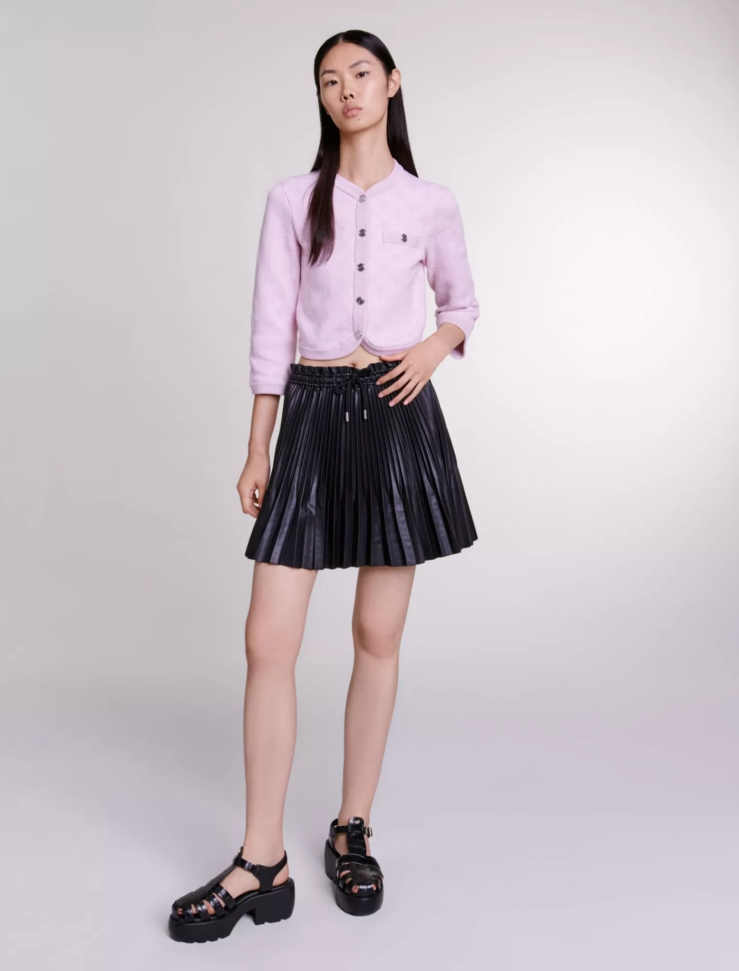 Women Maje Short Jacquard Effect Knit Cardigan