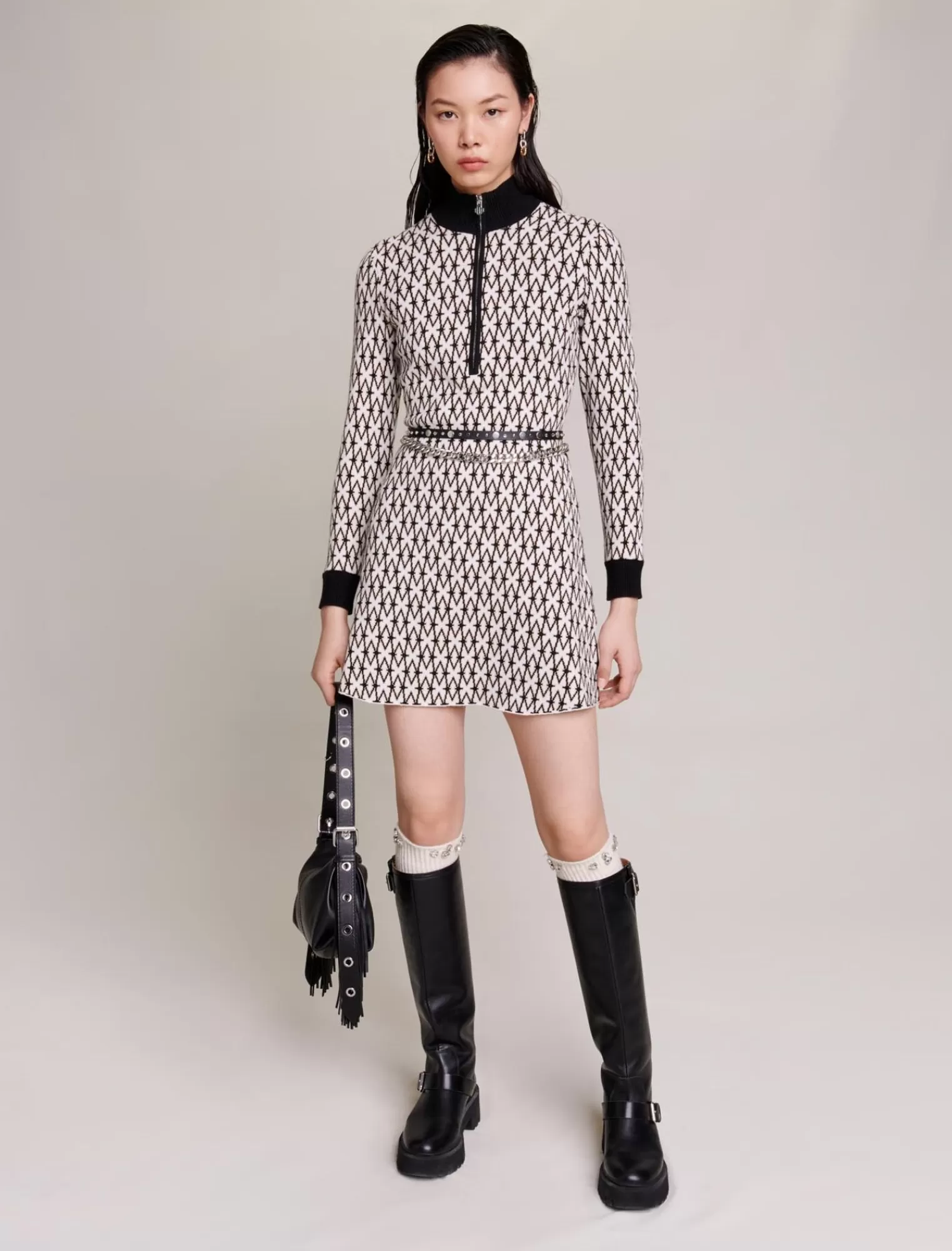 Women Maje Short Jacquard Monogrammed Dress