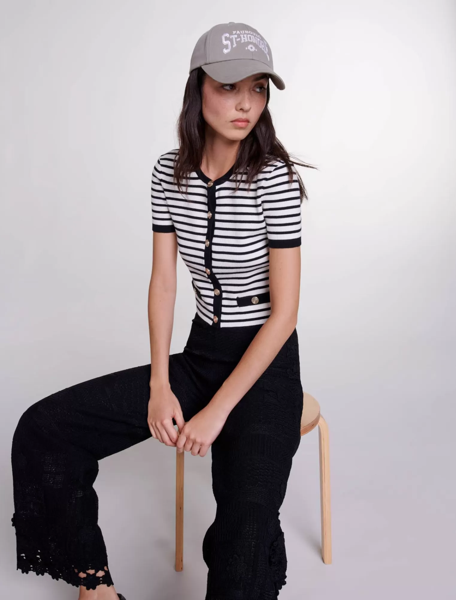 Women Maje Short Sleeved Knit Cardigan