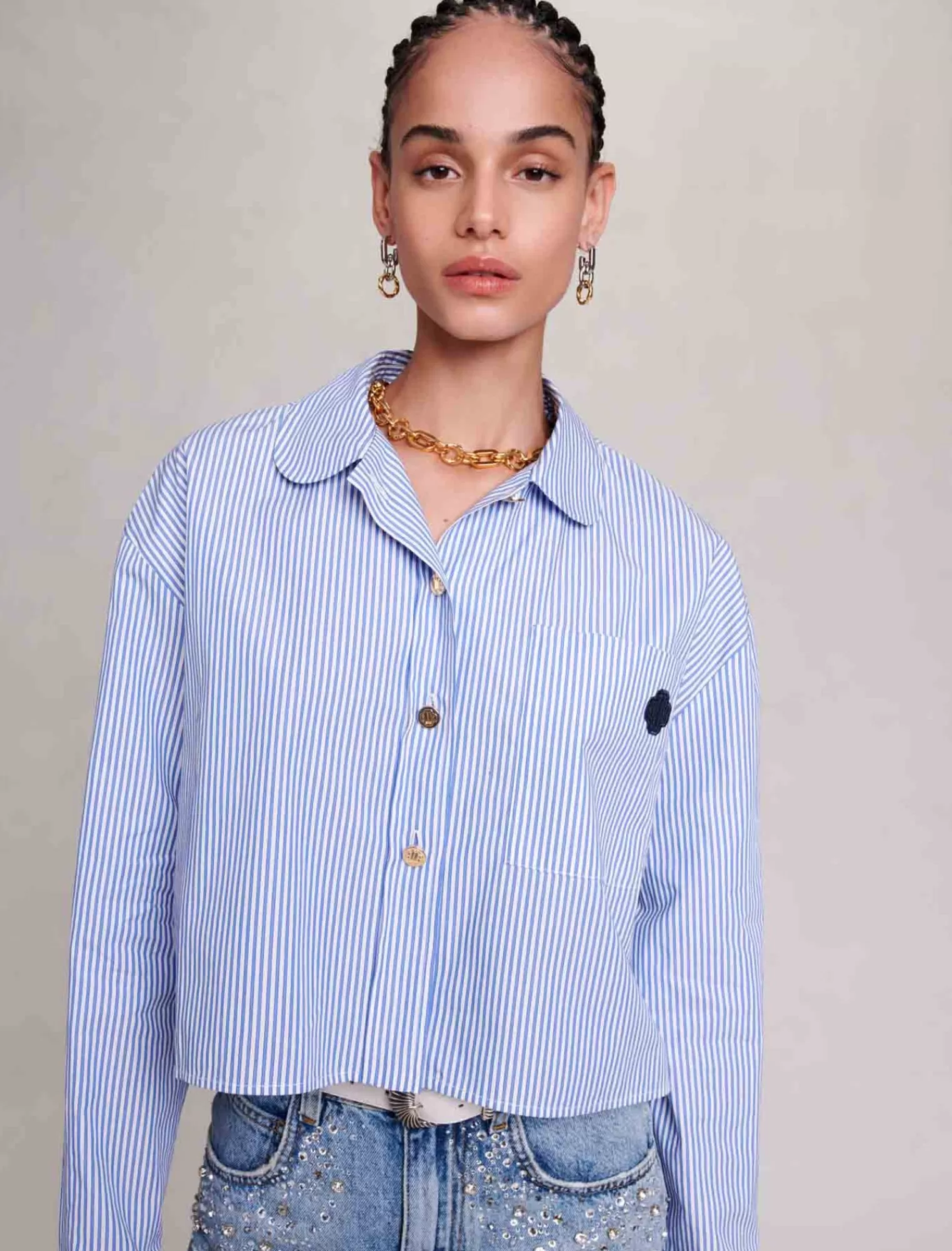 Women Maje Short Striped Shirt