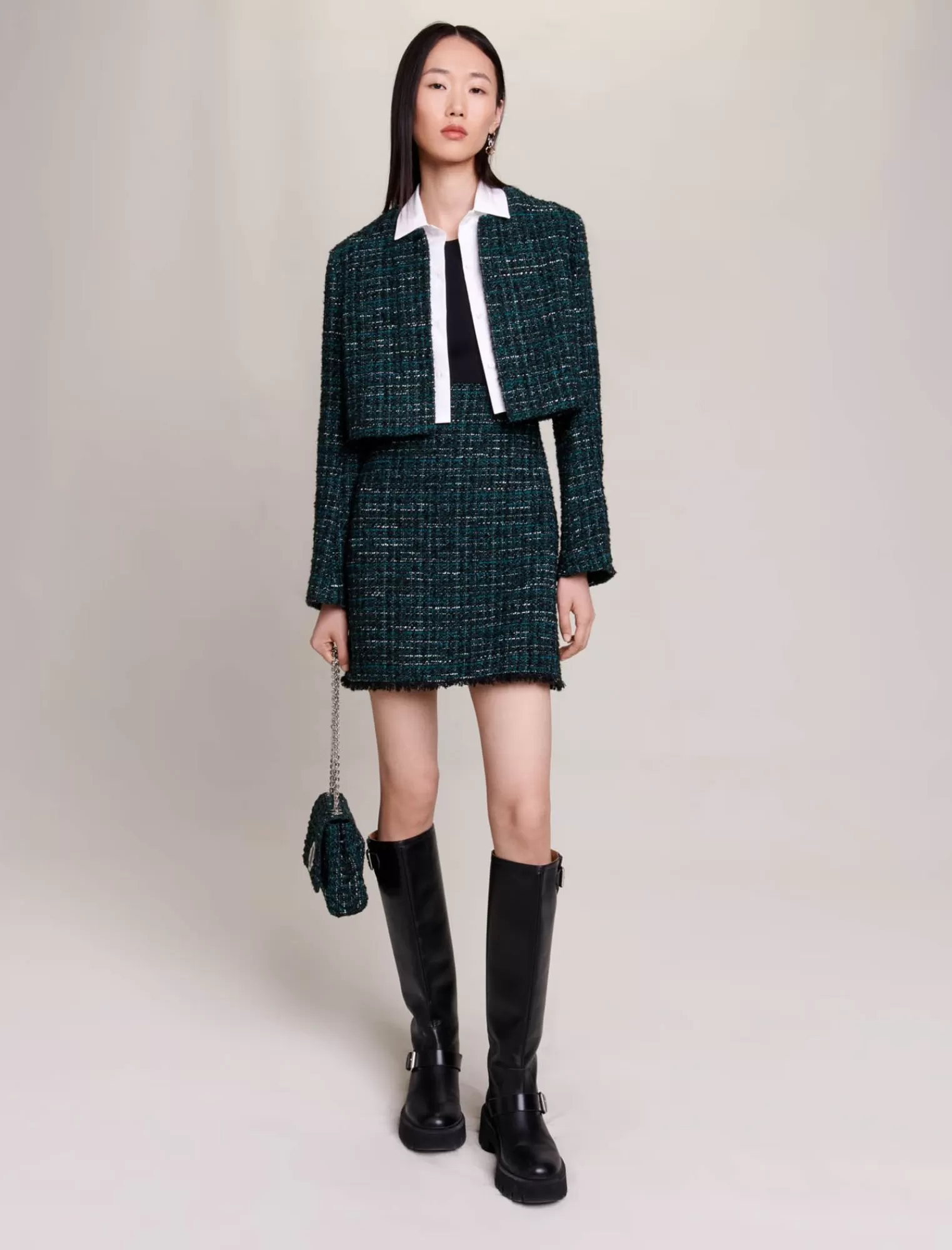 Women Maje Short Structured 2 In 1 Tweed Dress