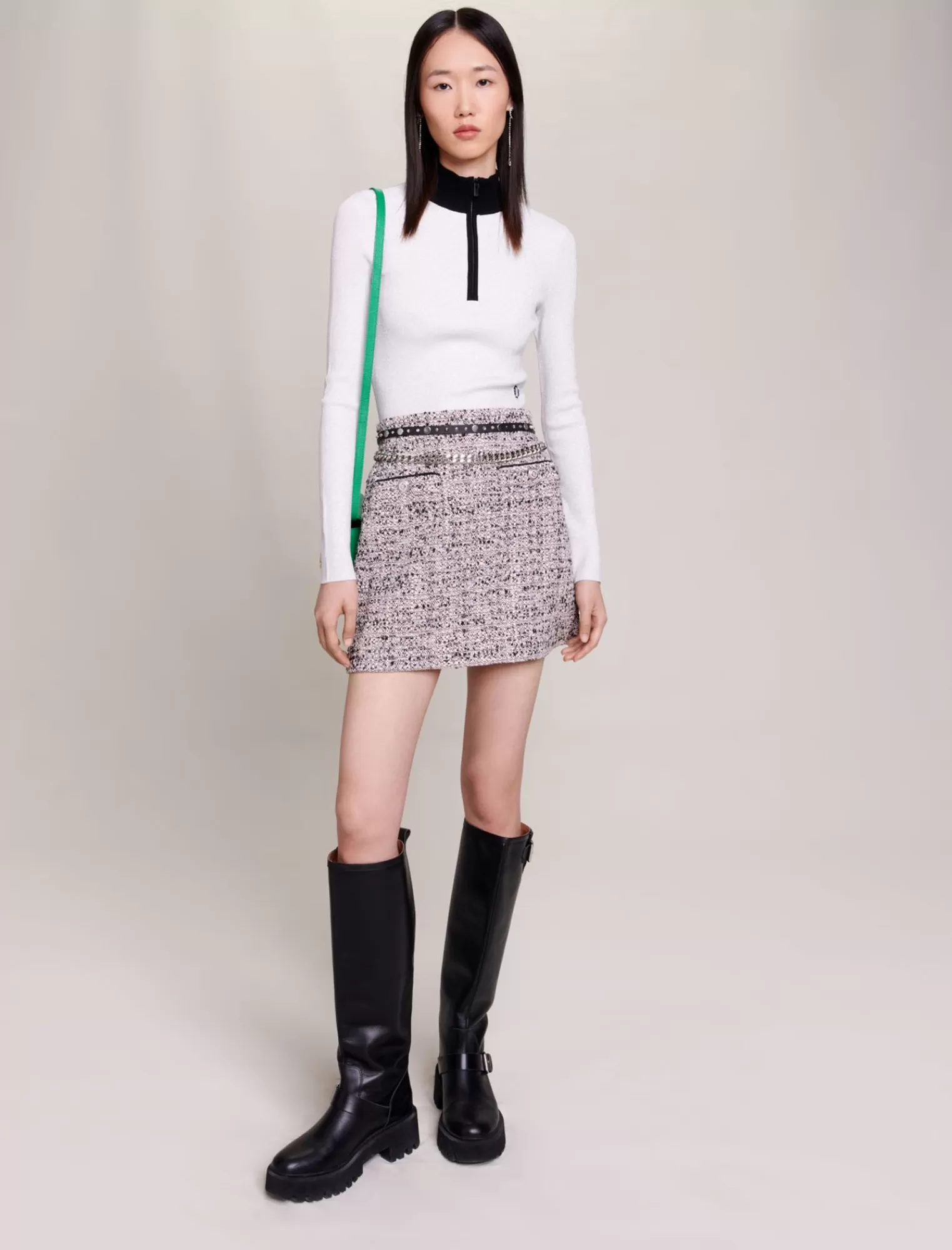 Women Maje Short Tweed Skirt