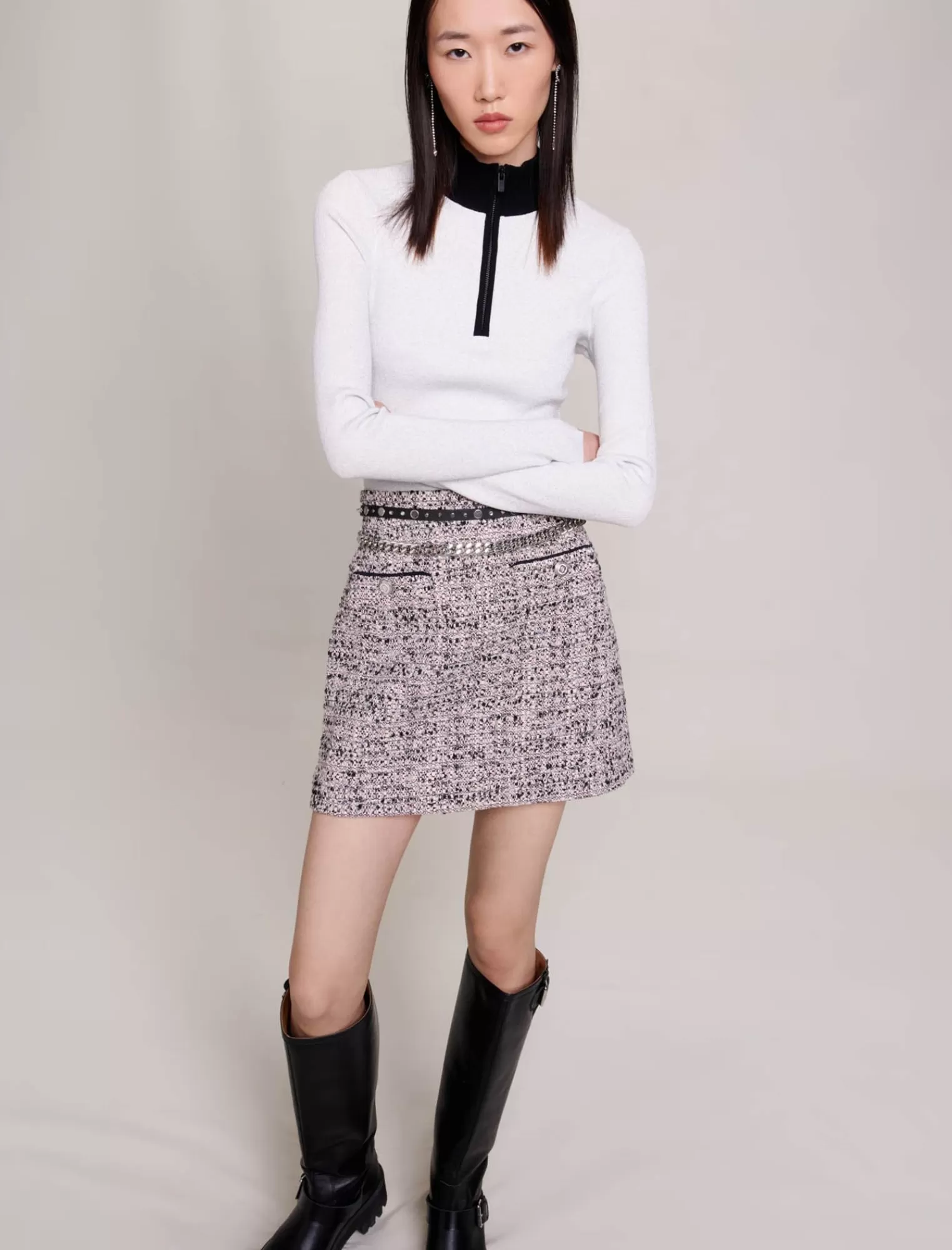 Women Maje Short Tweed Skirt