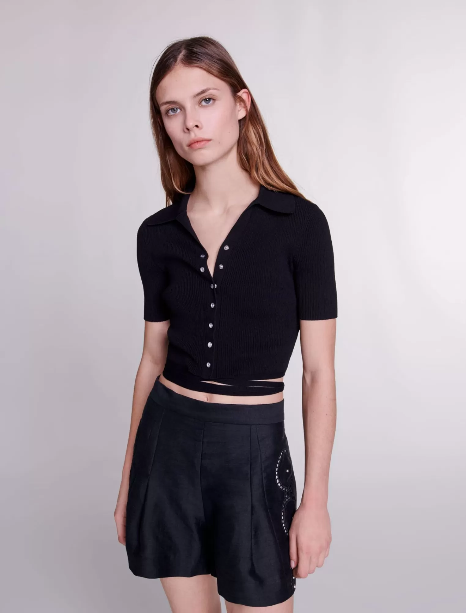 Women Maje Side Embroidered Short
