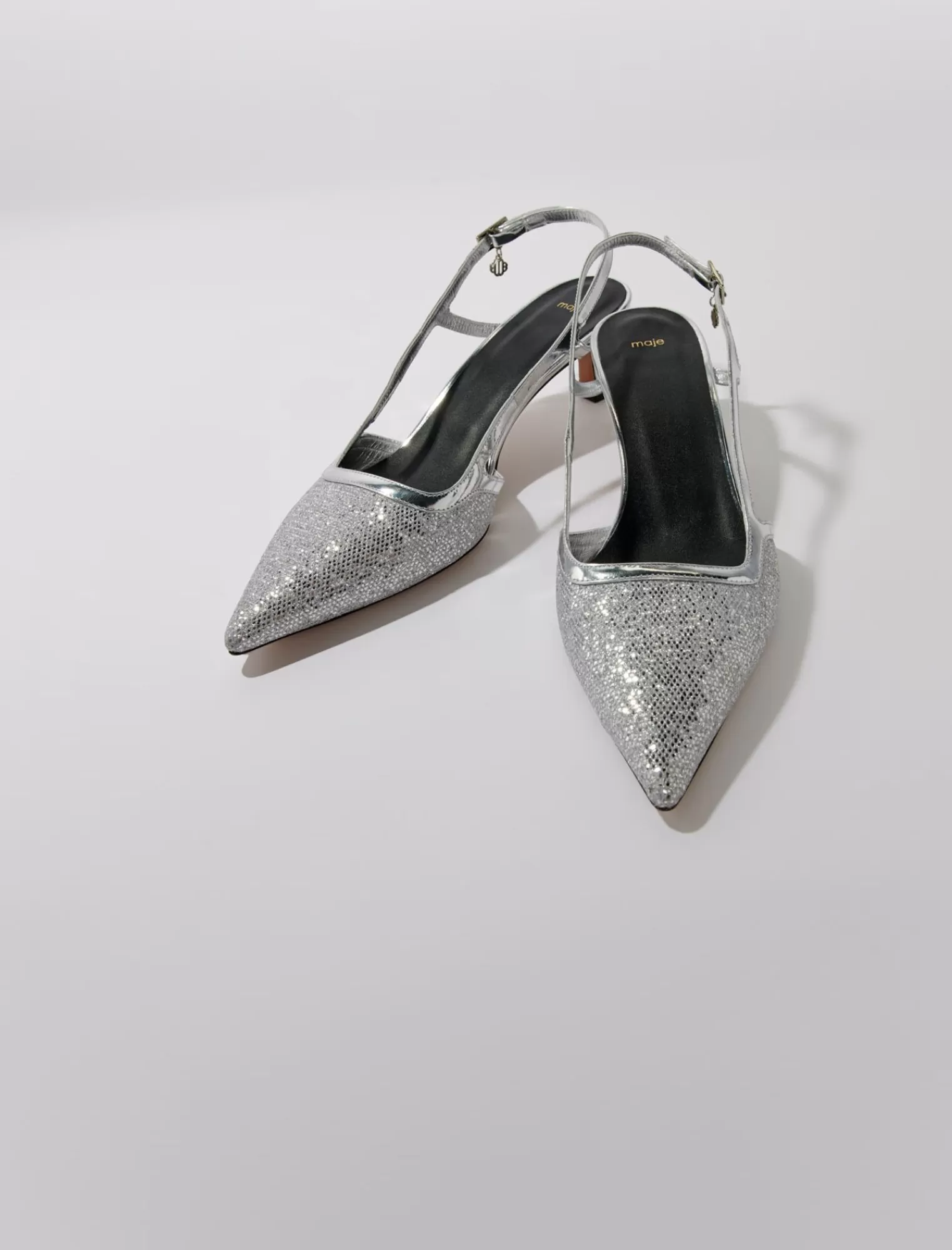 Women Maje Silver Strappy Pump Heels