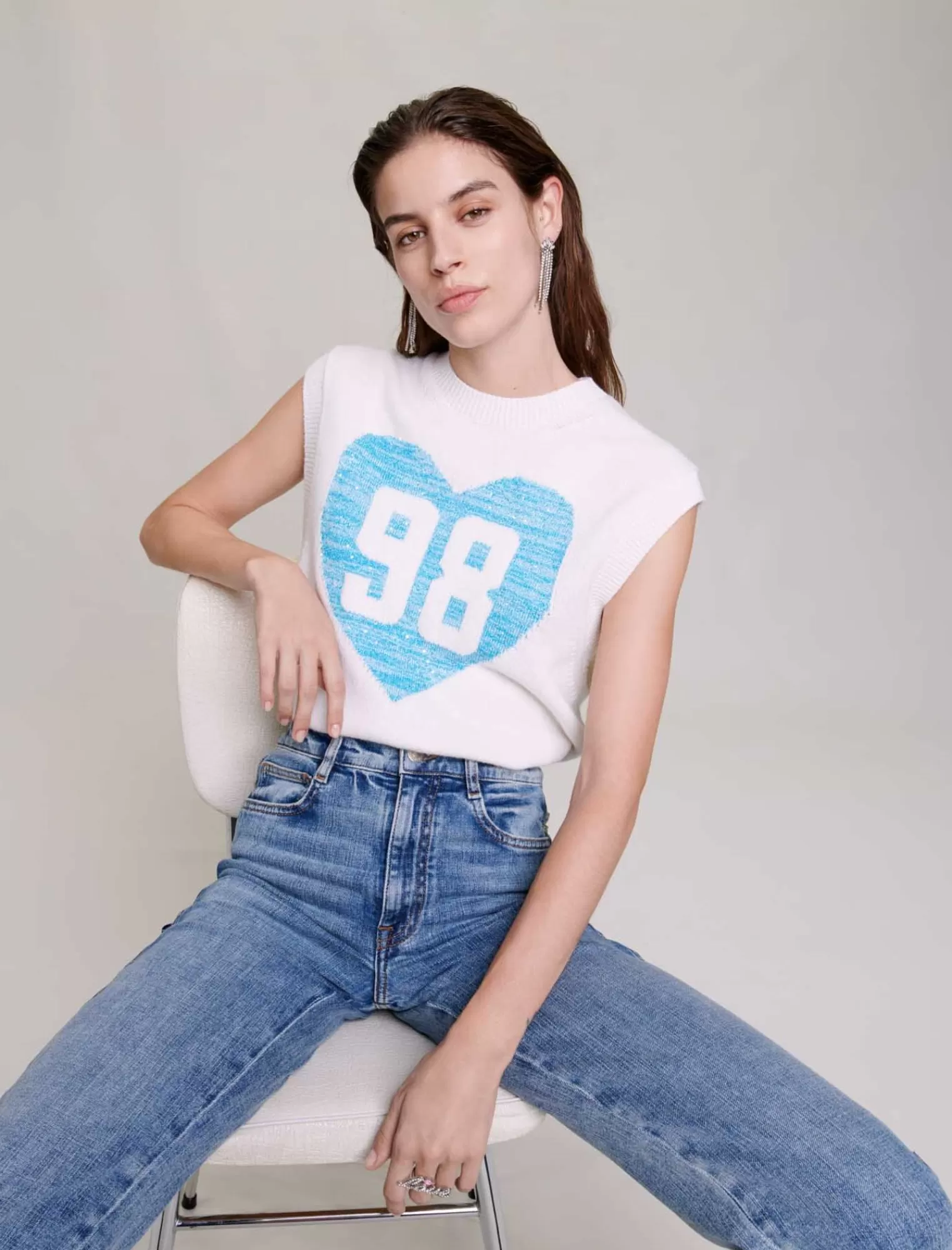 Women Maje Sleeveless Heart Jumper