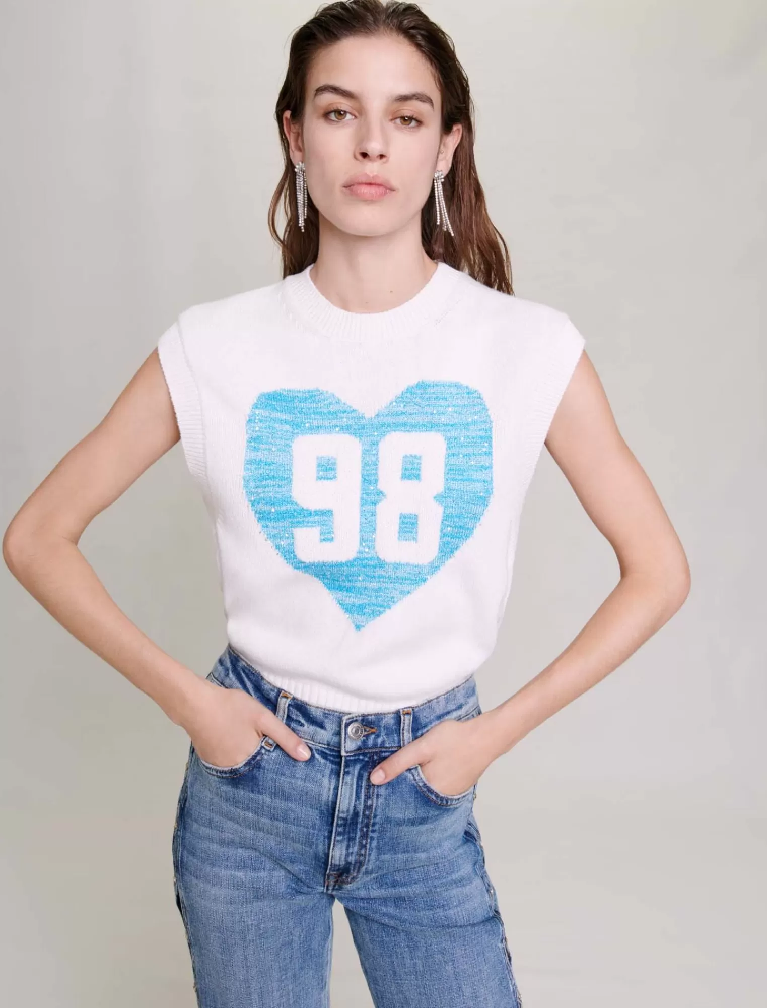 Women Maje Sleeveless Heart Jumper