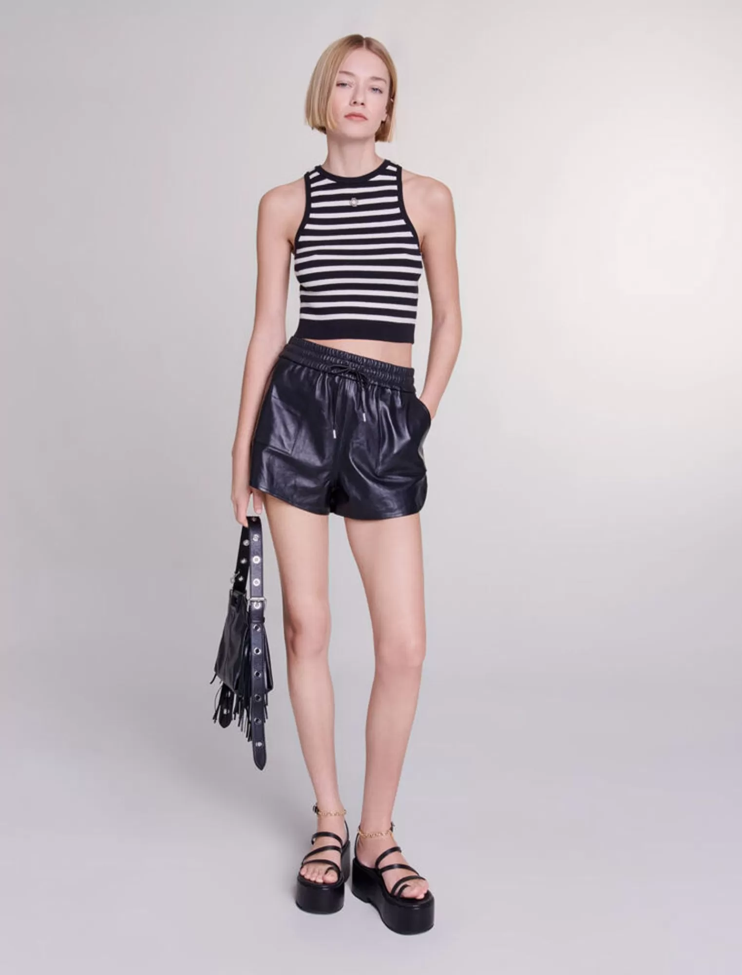 Women Maje Sleeveless Striped Crop Top
