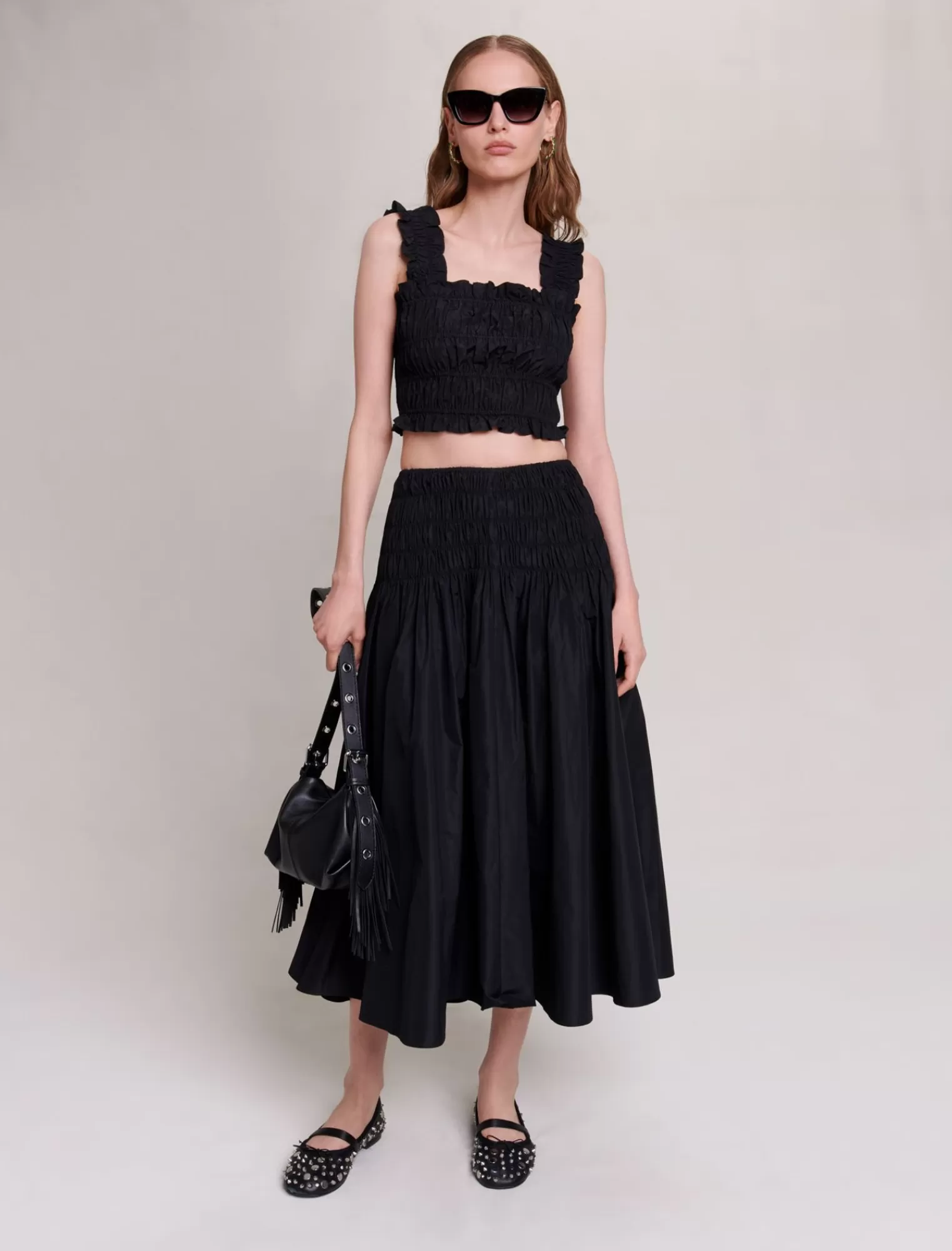 Women Maje Smocked Maxi Skirt