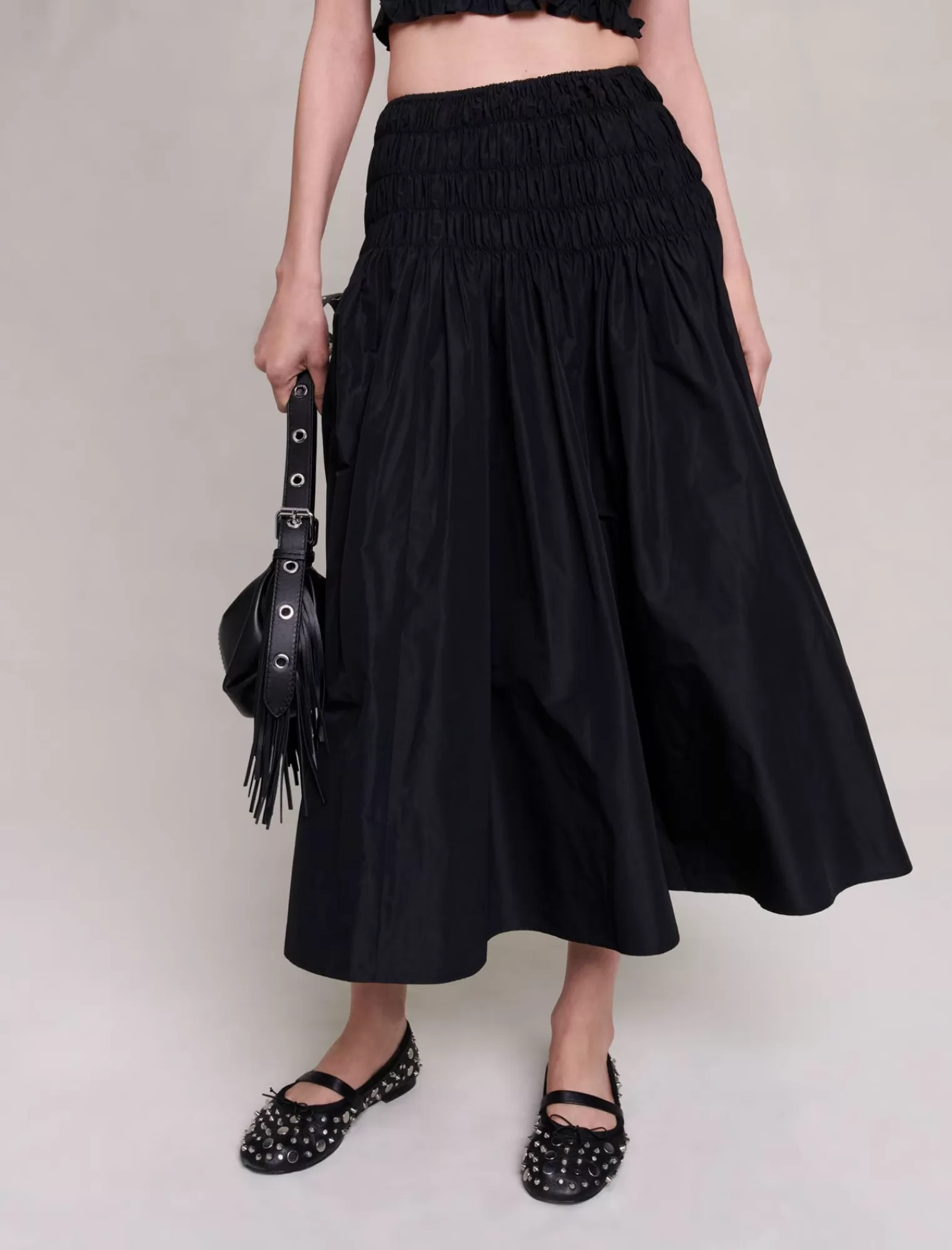 Women Maje Smocked Maxi Skirt