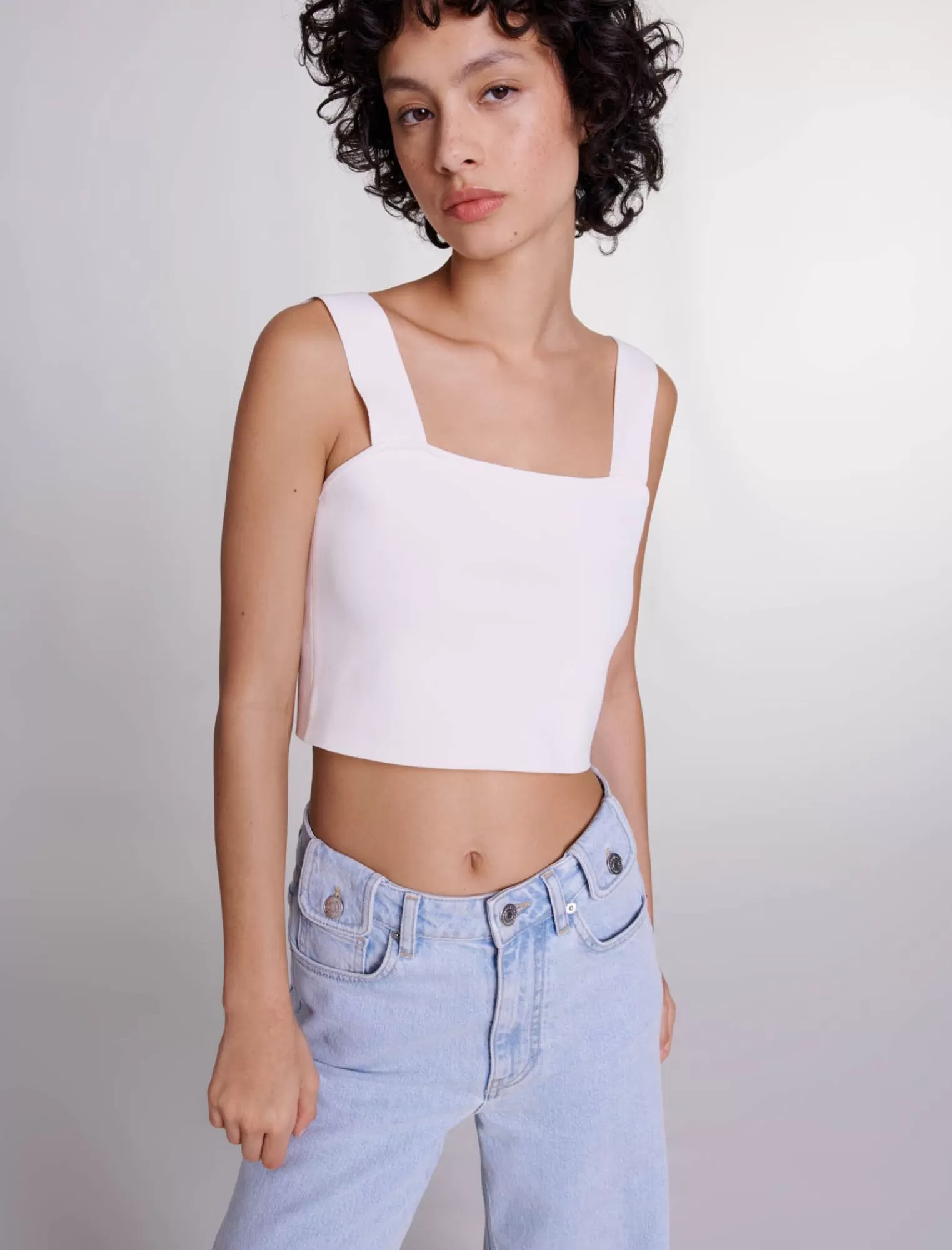 Women Maje Square Neck Crop Top