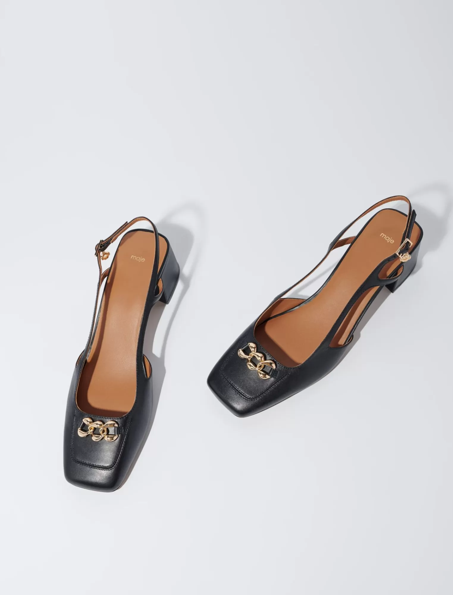 Women Maje Square Toe Leather Pumps