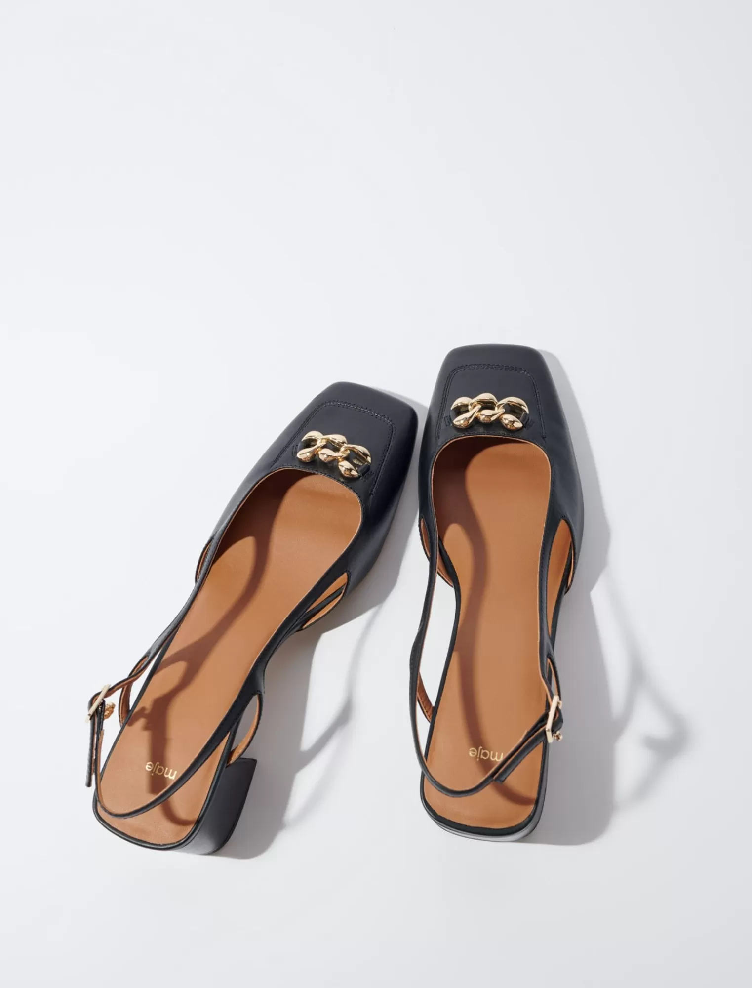 Women Maje Square Toe Leather Pumps