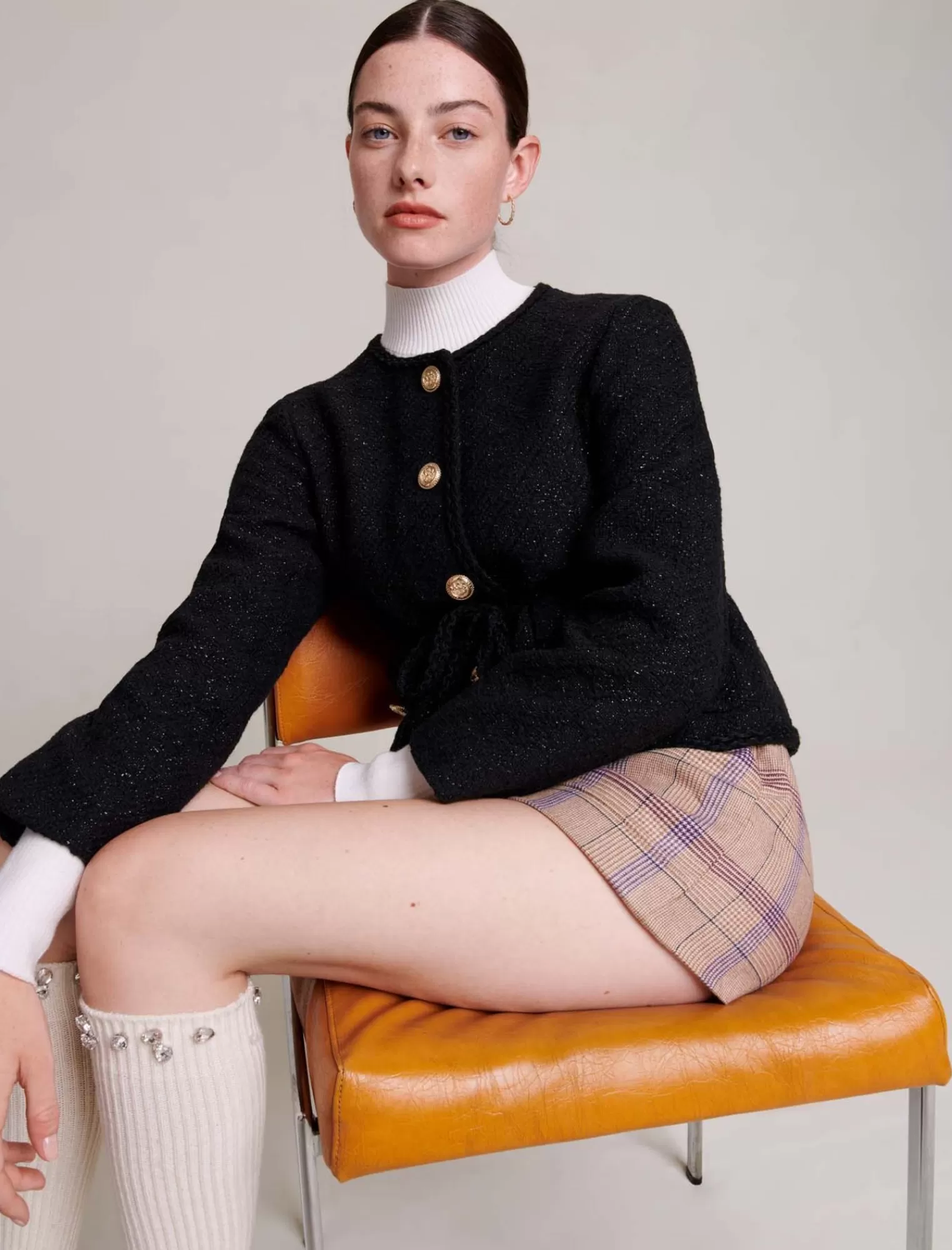 Women Maje Straight Cut Shiny Tweed Jacket
