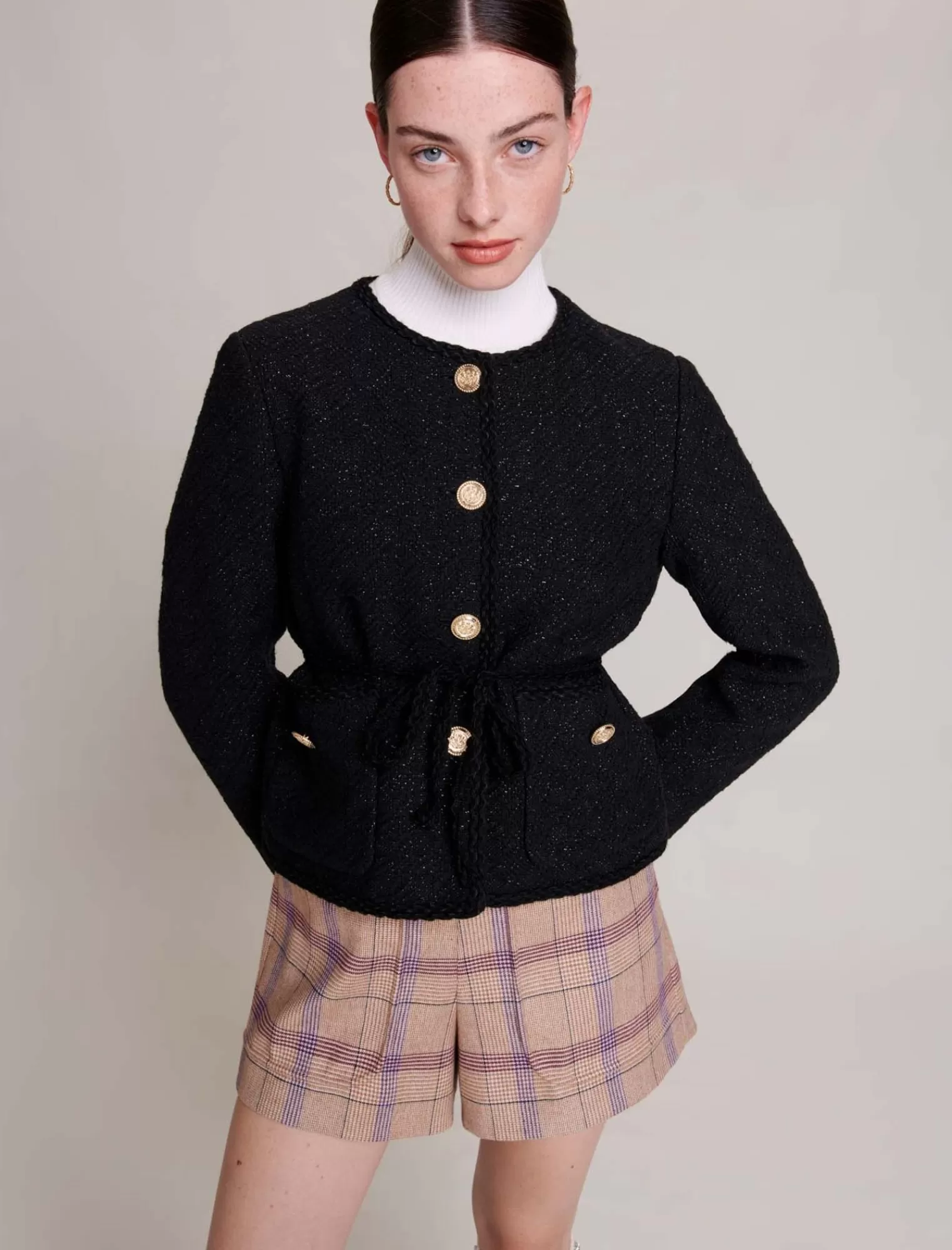 Women Maje Straight Cut Shiny Tweed Jacket