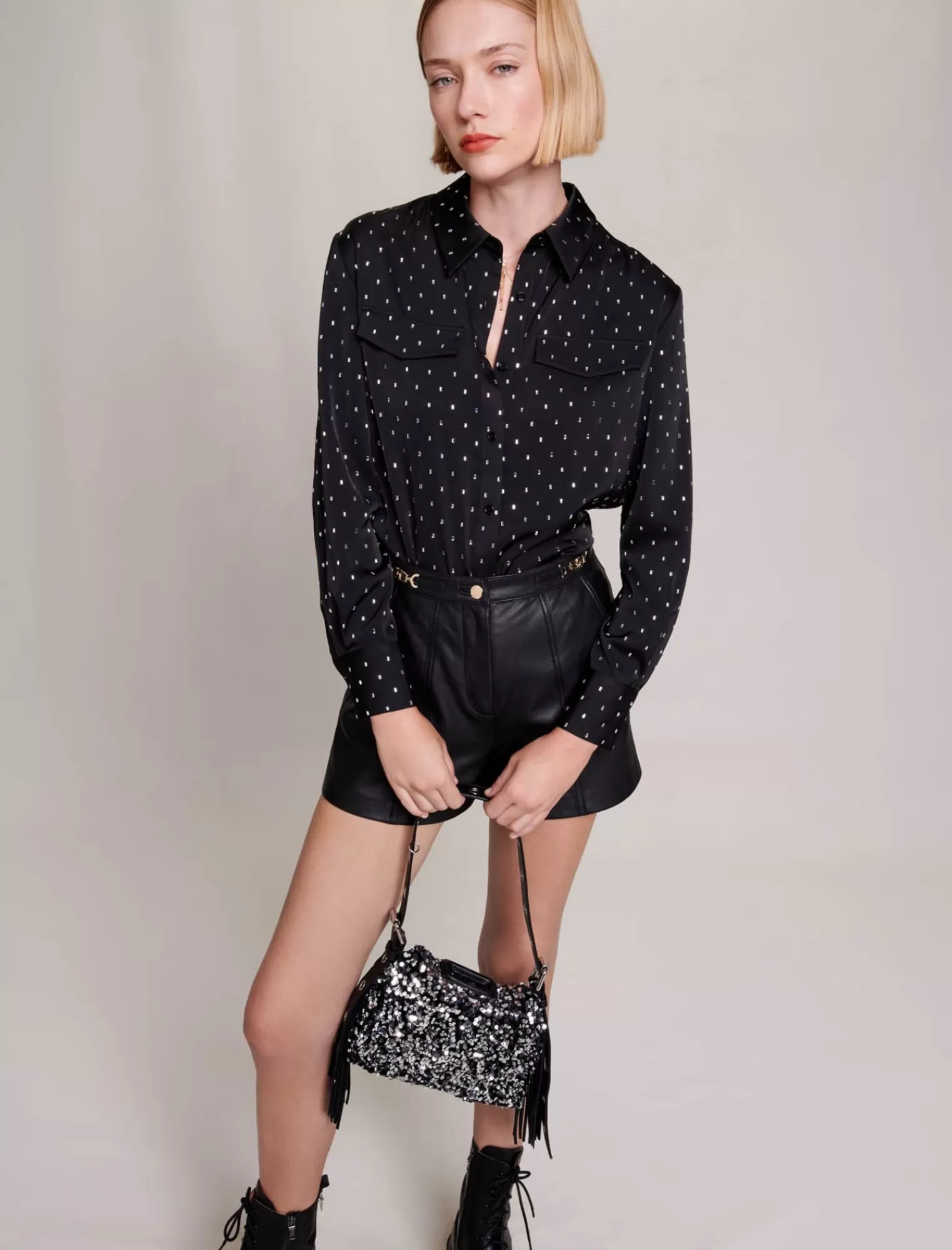 Women Maje Straight Leather Shorts