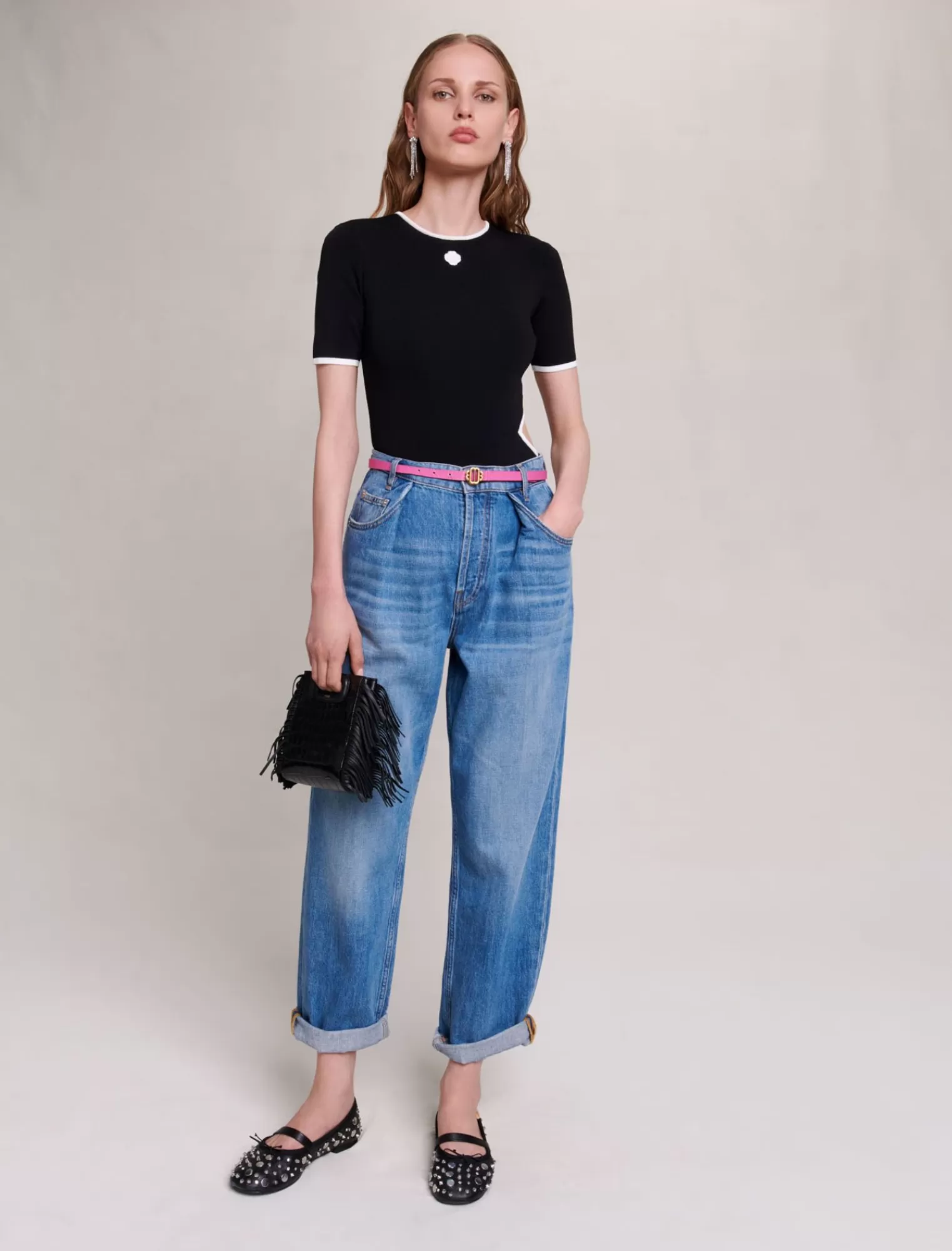 Women Maje Straight Wide Leg Jeans