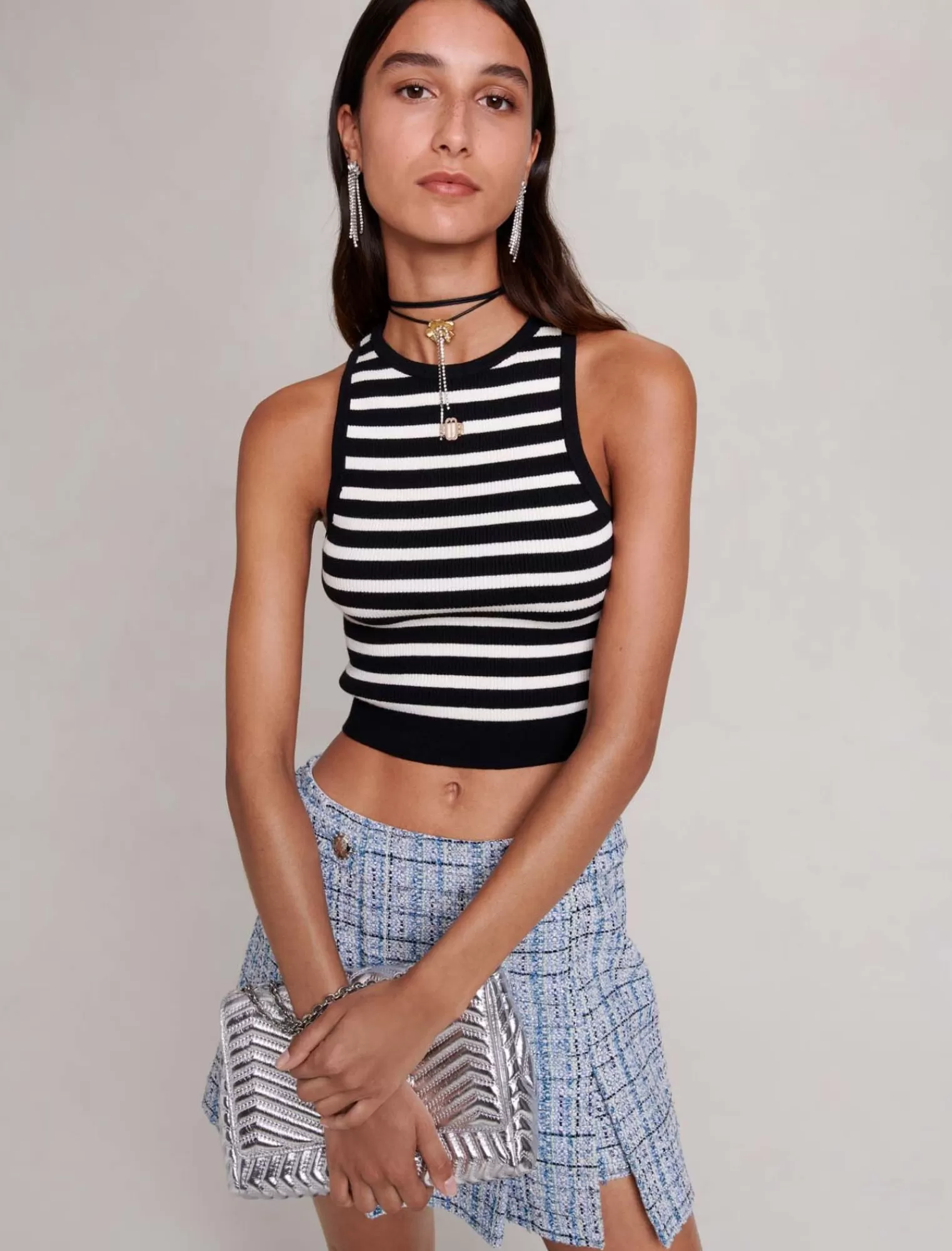 Women Maje Striped Crop Top