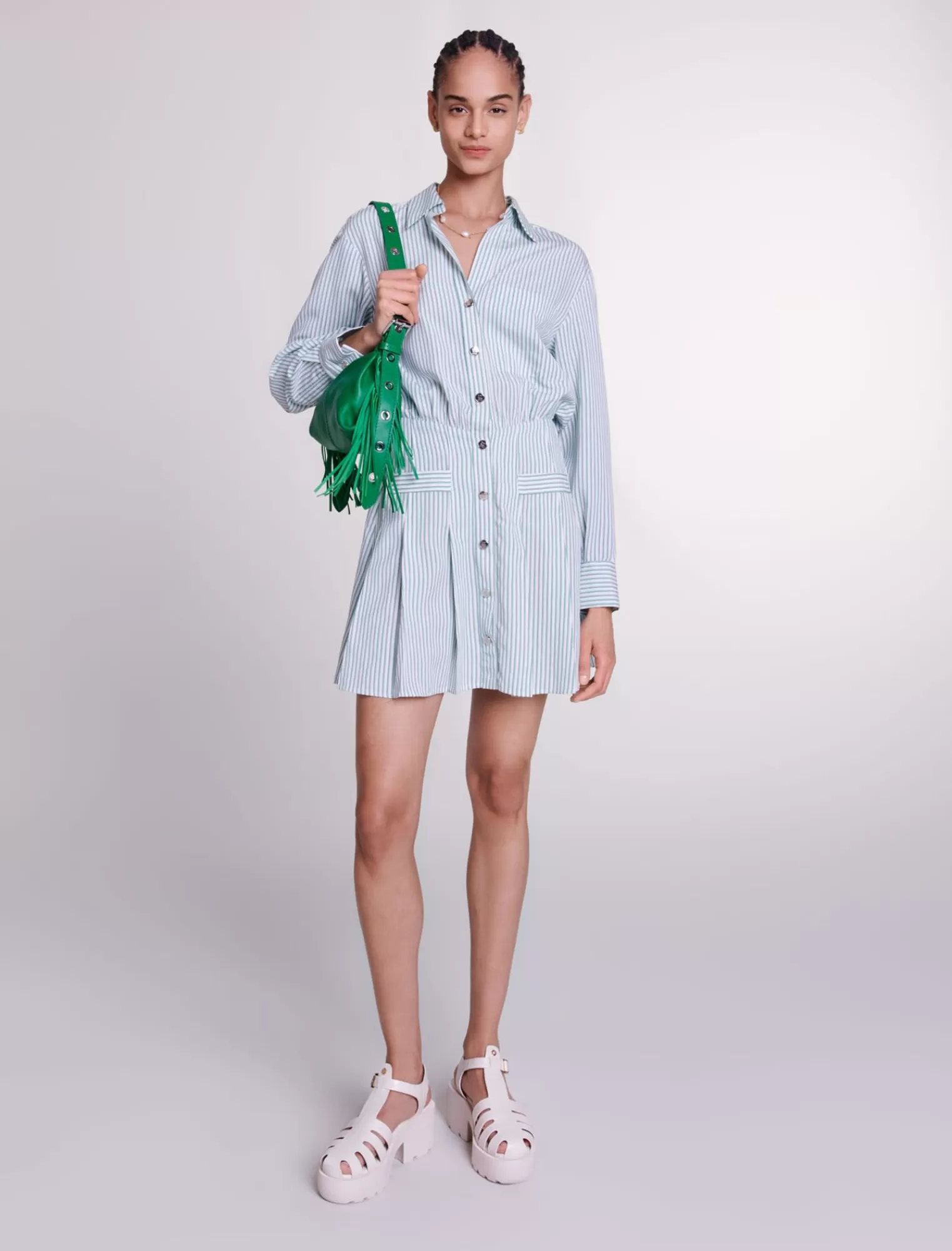 Women Maje Striped Shirt Dress
