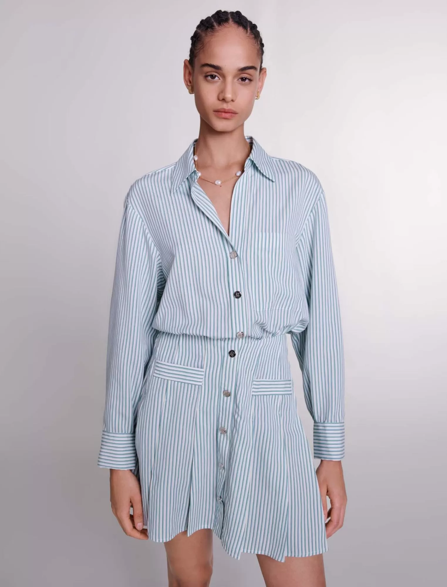 Women Maje Striped Shirt Dress