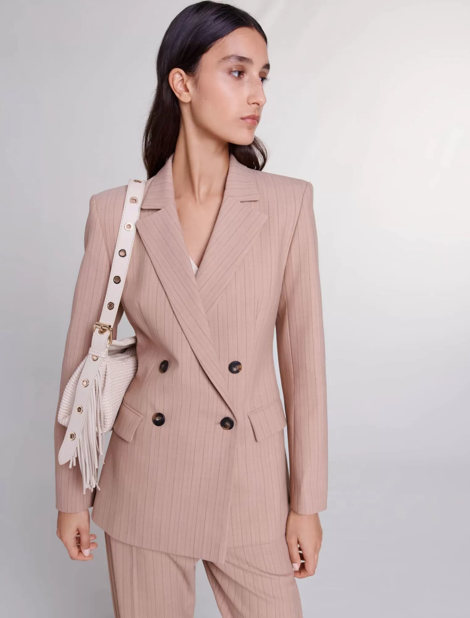 Women Maje Striped Tailored Suit Jacket