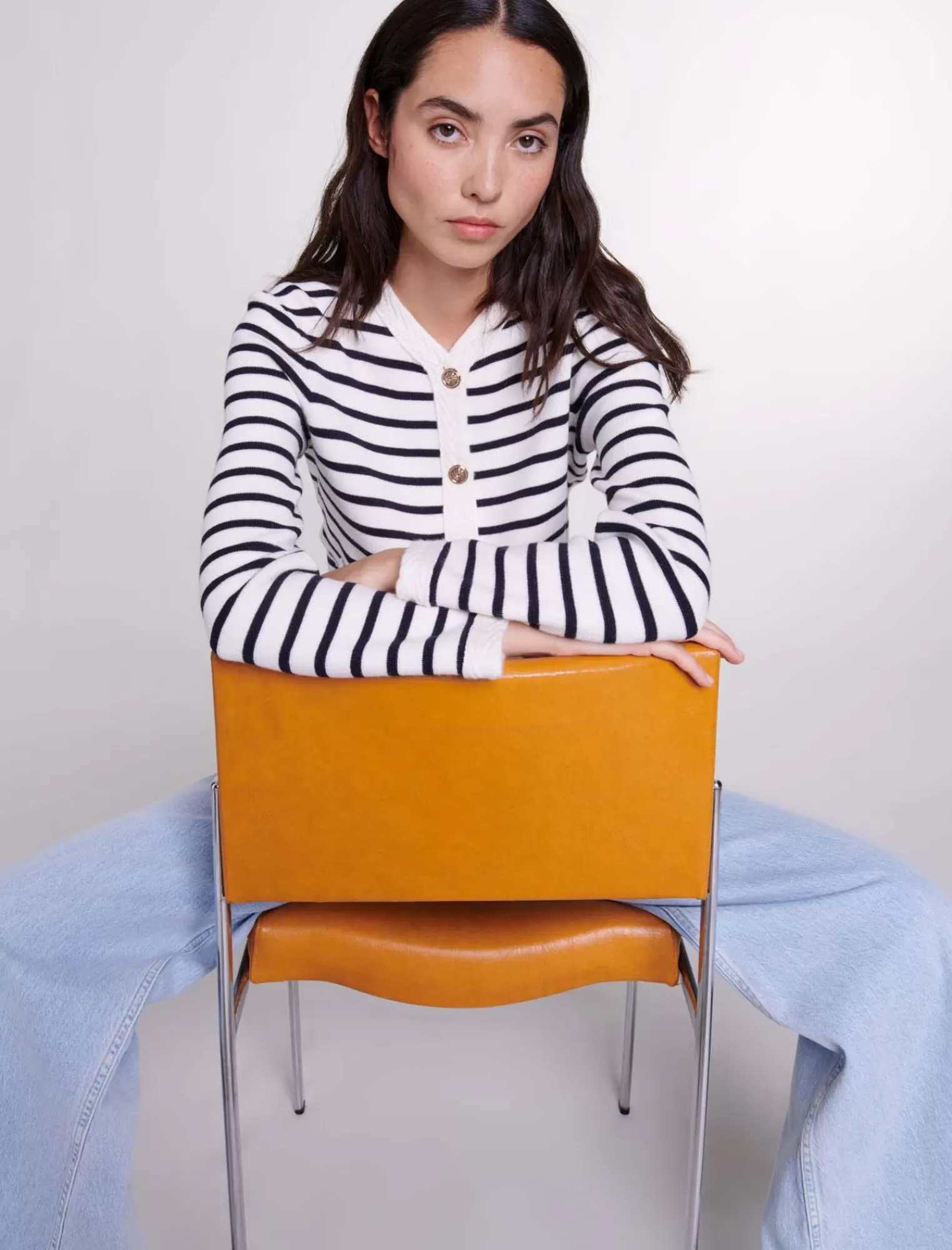 Women Maje Stripy Knit Cardigan