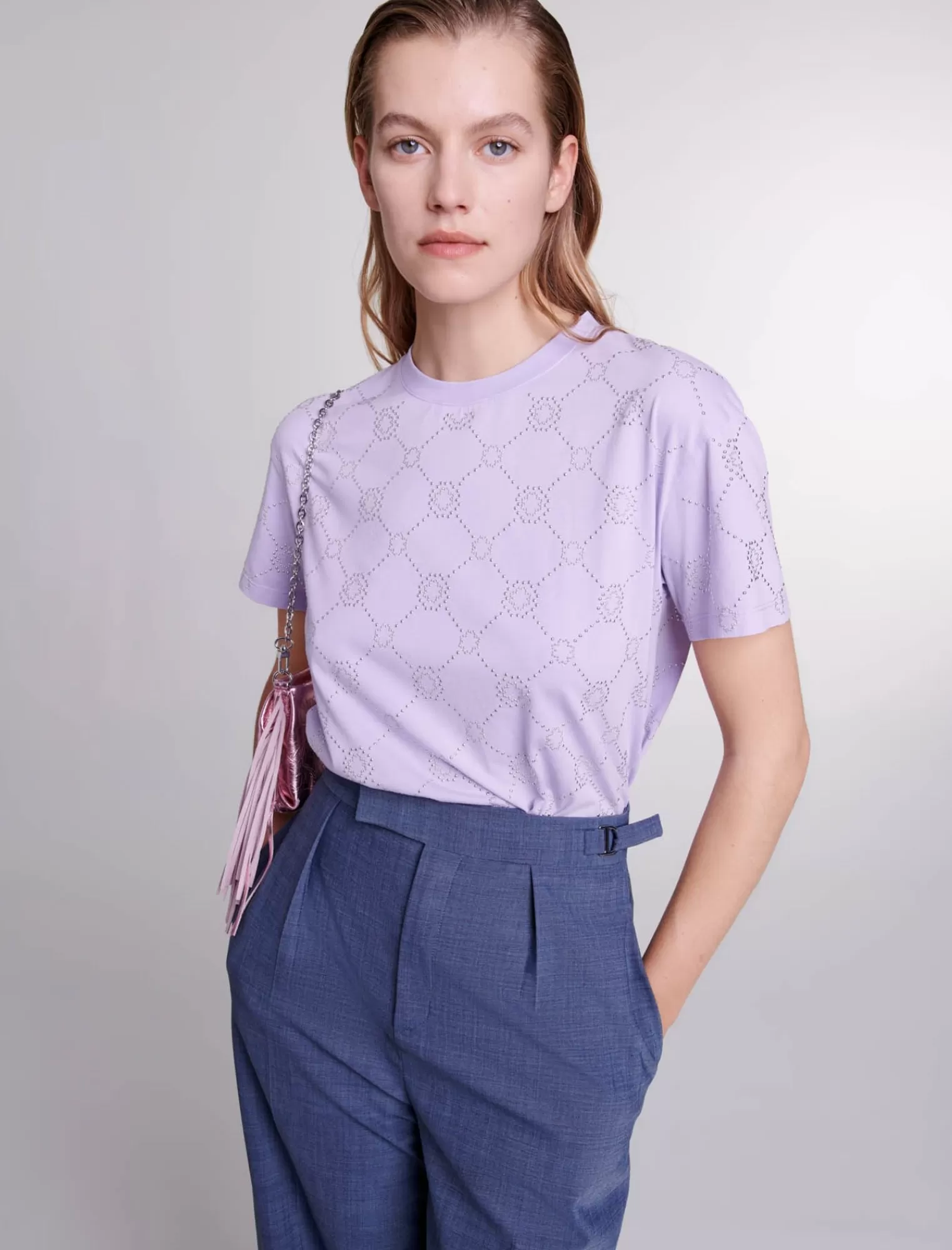 Women Maje Studded Tshirt