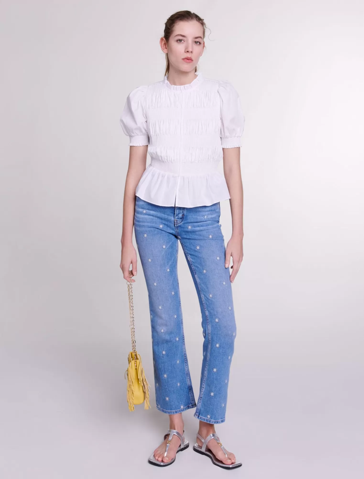 Women Maje Sun Embroidered Denim Jeans