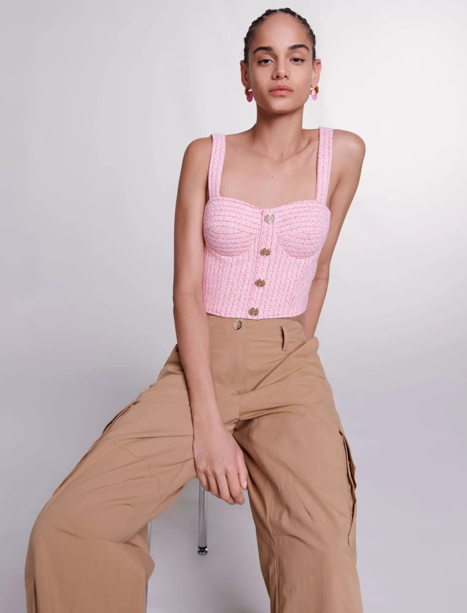 Women Maje Tweed Crop Top