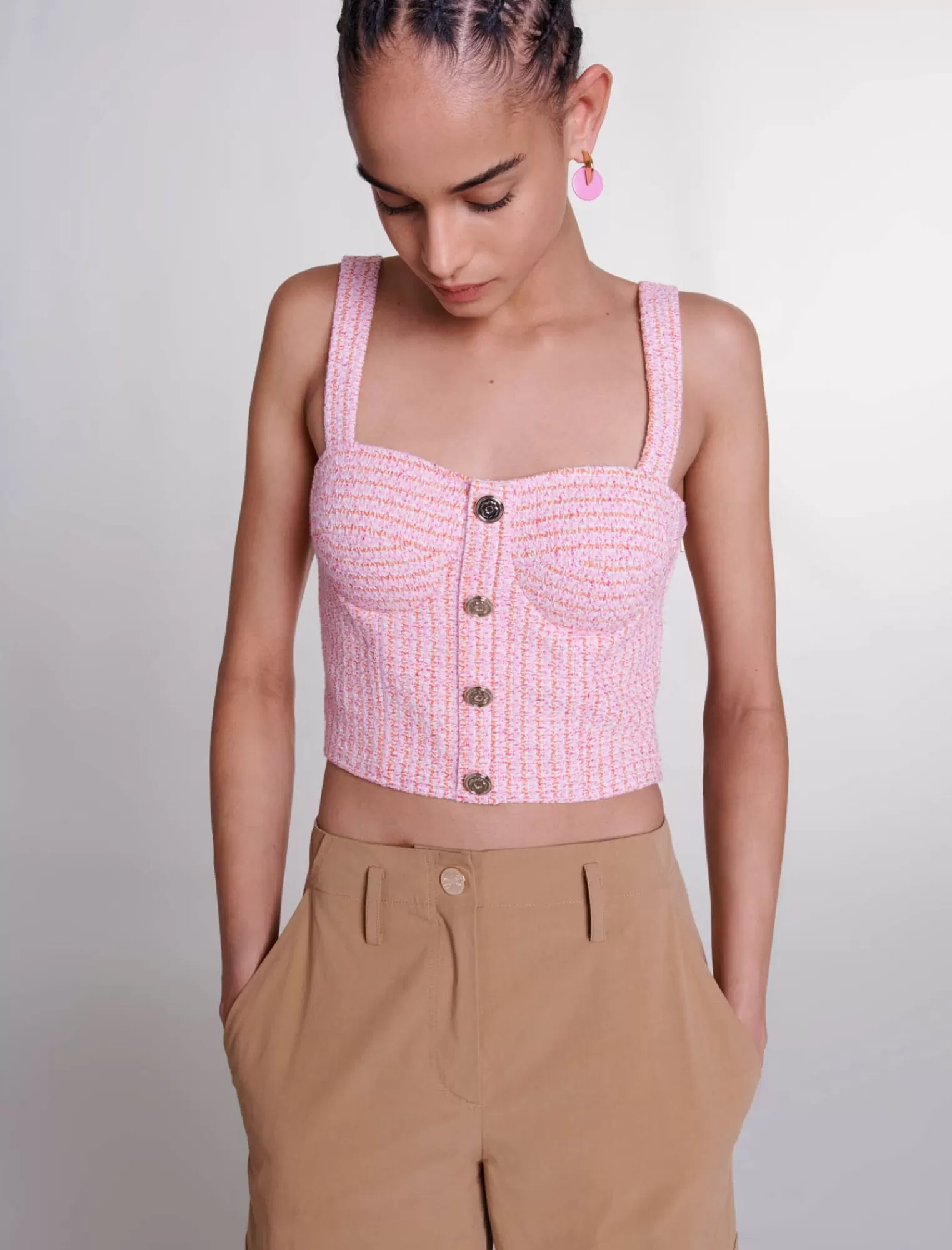 Women Maje Tweed Crop Top