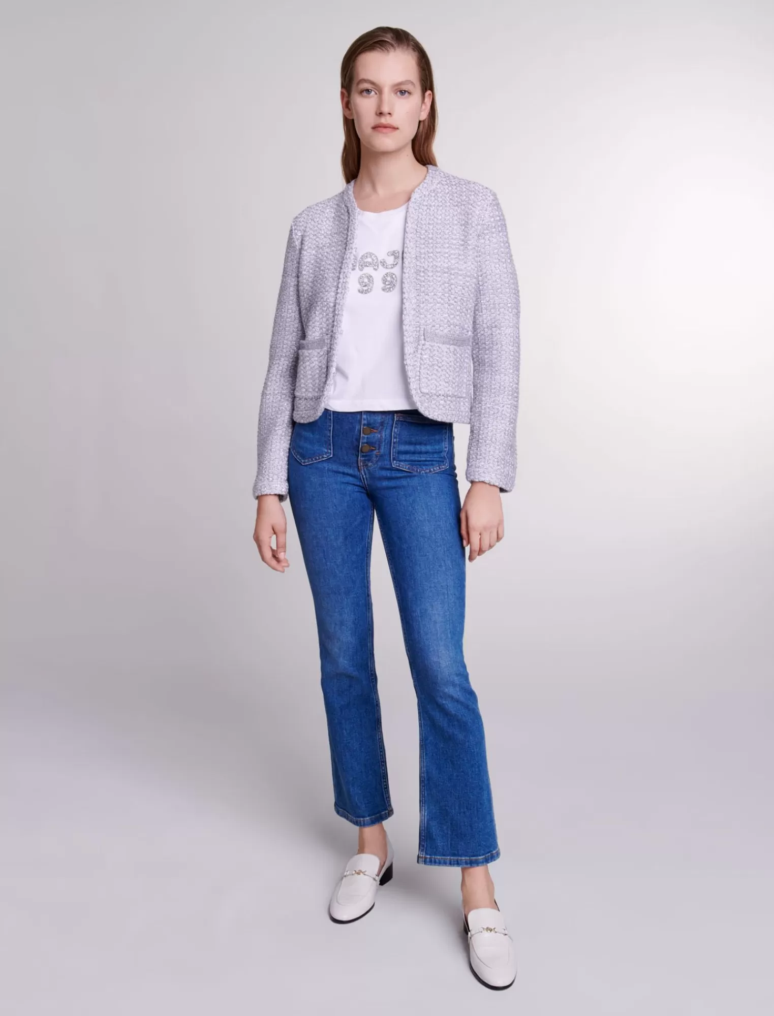 Women Maje Tweed Effect Knit Cardigan