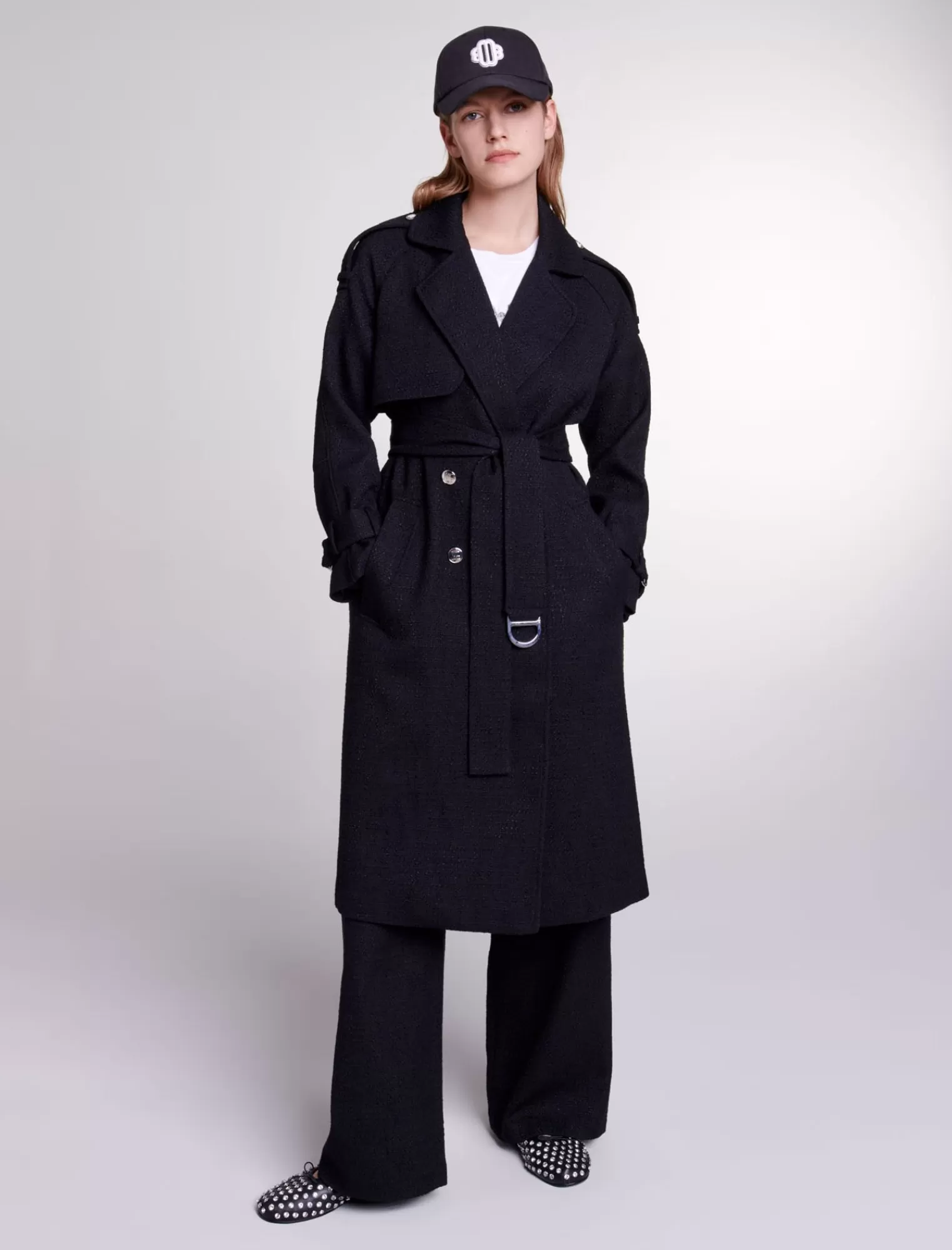Women Maje Tweed Trench Coat